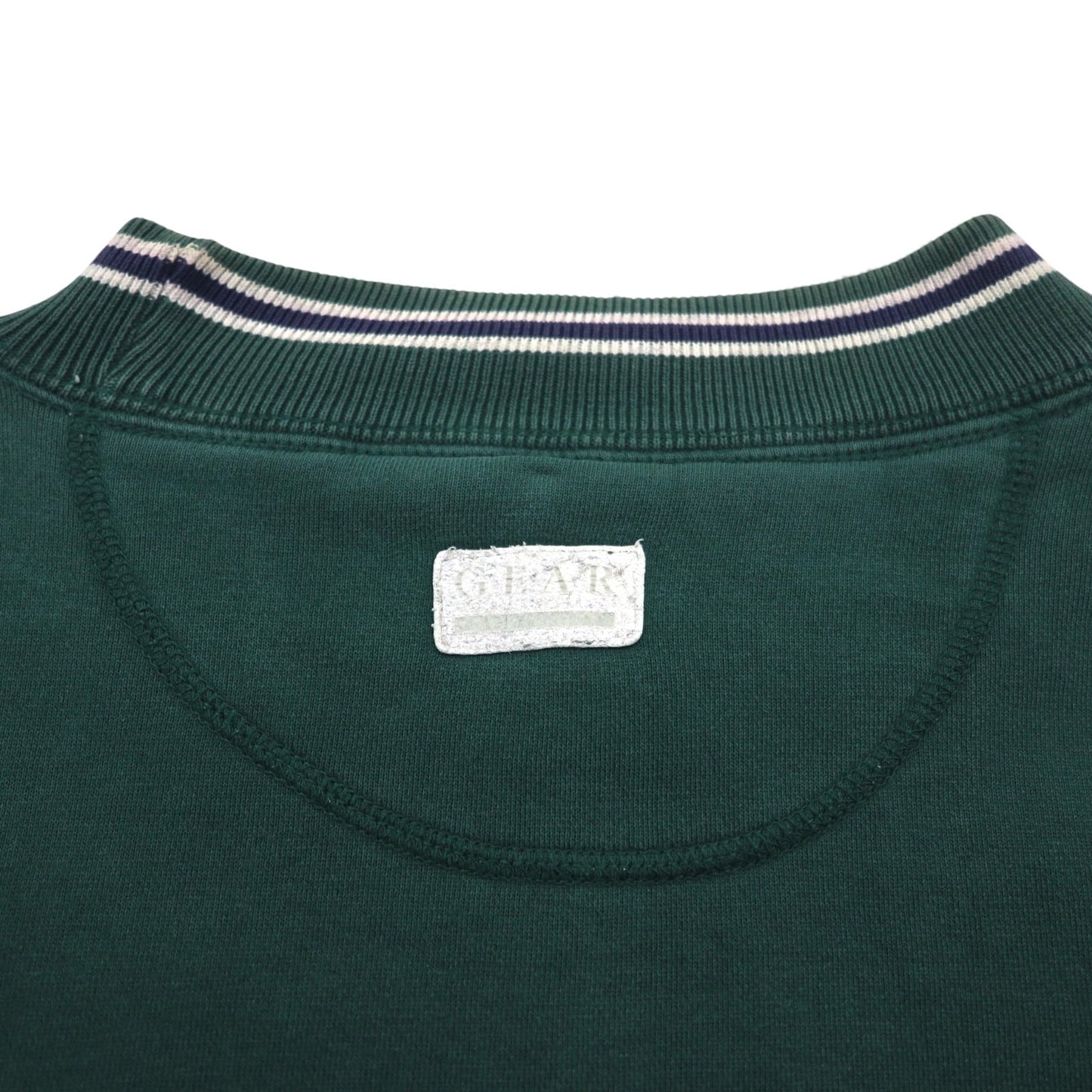 GEAR FOR SPORT 90年代 BIG COTTON リブライン カレッジプリント スウェット トレーナー L グリーン 3段プリント アーチロゴ INDIANA UNIVERSITY