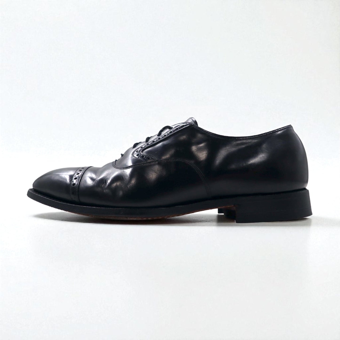 Johnston & Murphy USA Heritage Cap Toe Straight Tip Dress Shoes, Size 27.5cm, Black Leather, 13436 15-1161 603N