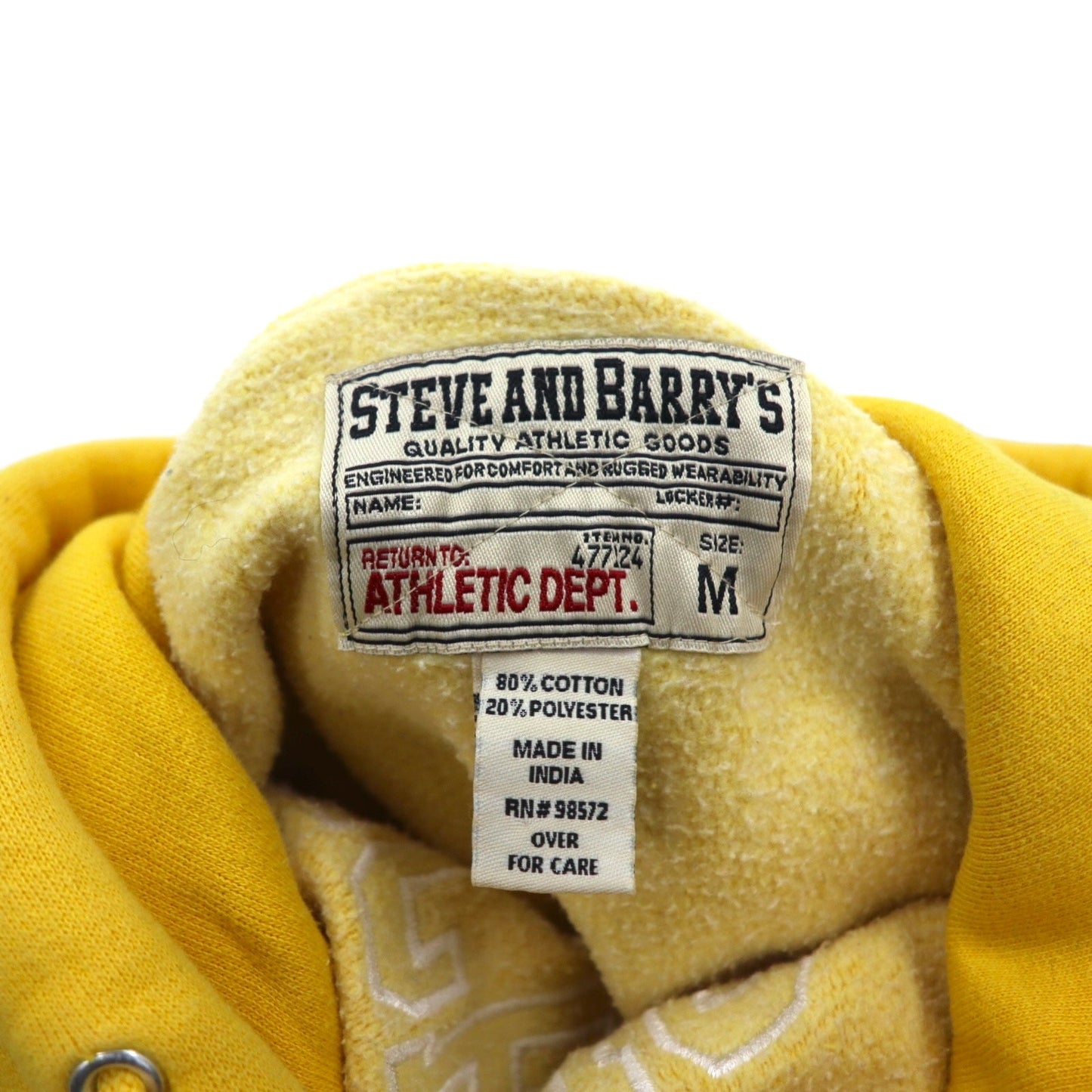 STEVE AND BARRY'S Reverse Weave Pullover Hoodie, Size M, Yellow, with MICHIGAN Arch Logo, Oversized