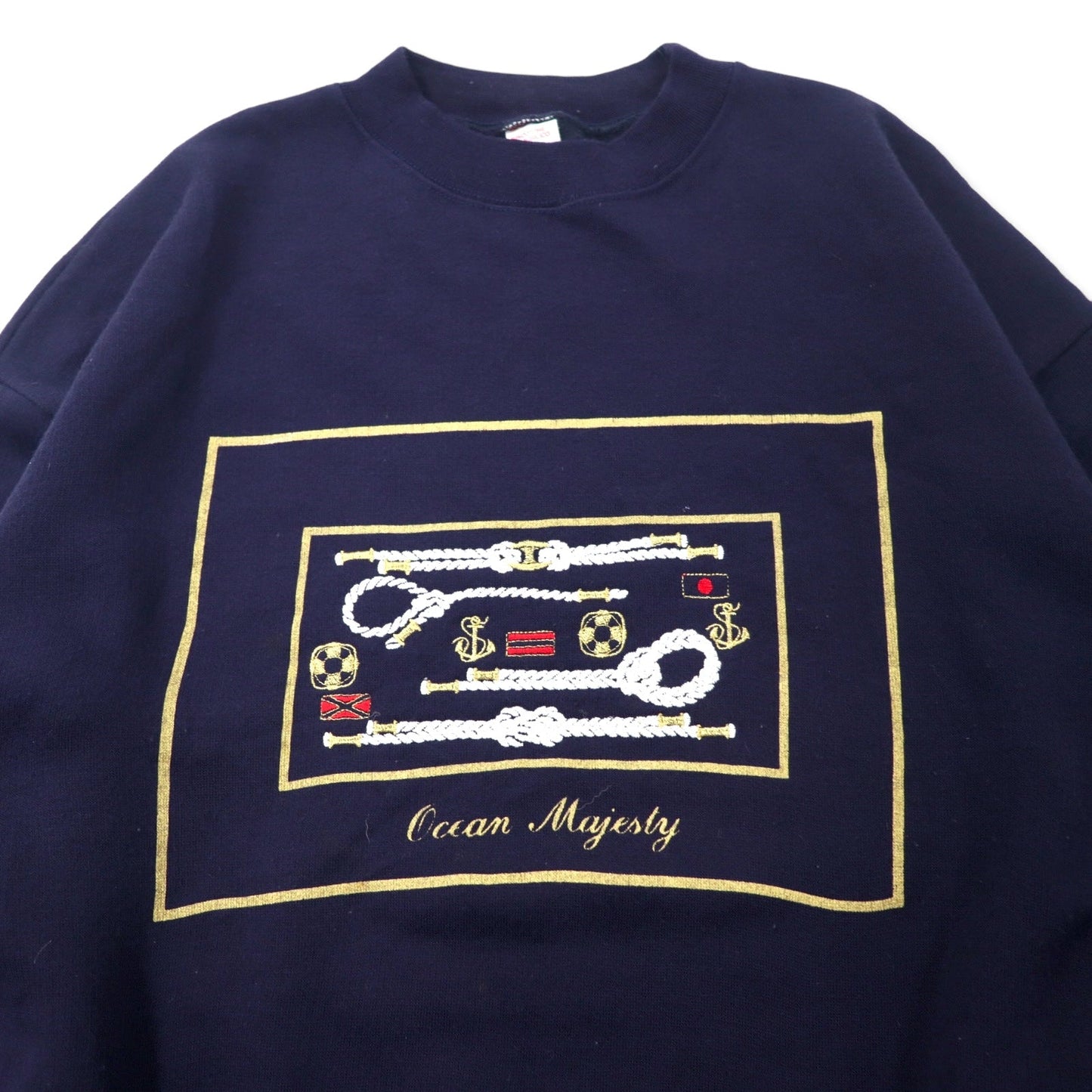 ARS Ocean Majesty, Made in Italy, Marine Embroidered Sweatshirt, Size XL, Navy, Cotton, Fleece-Lined