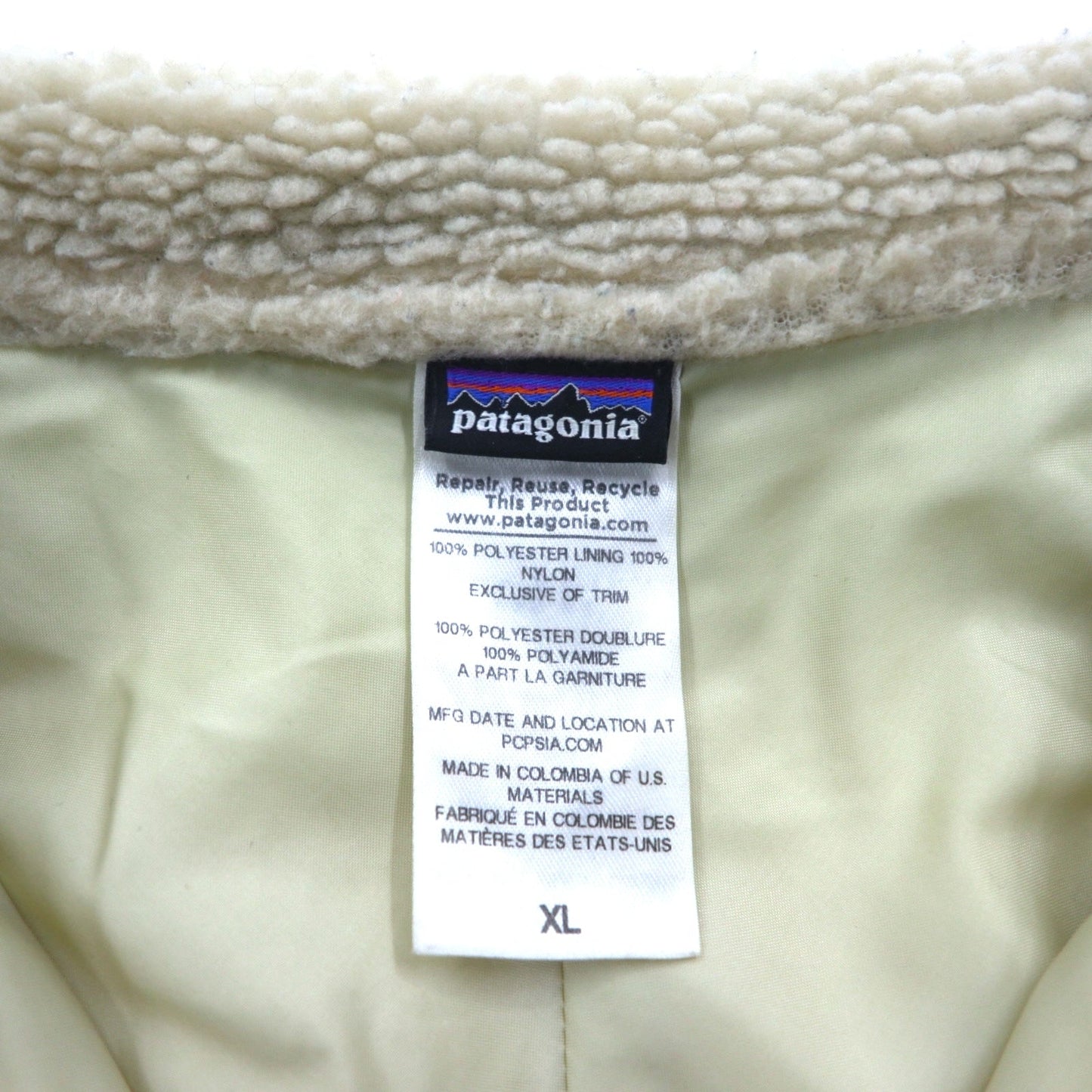 Patagonia レトロX Boys Retro-X Jacket ボア フリースジャケット M ナチュラル × グリーン ナイロン切替 65644