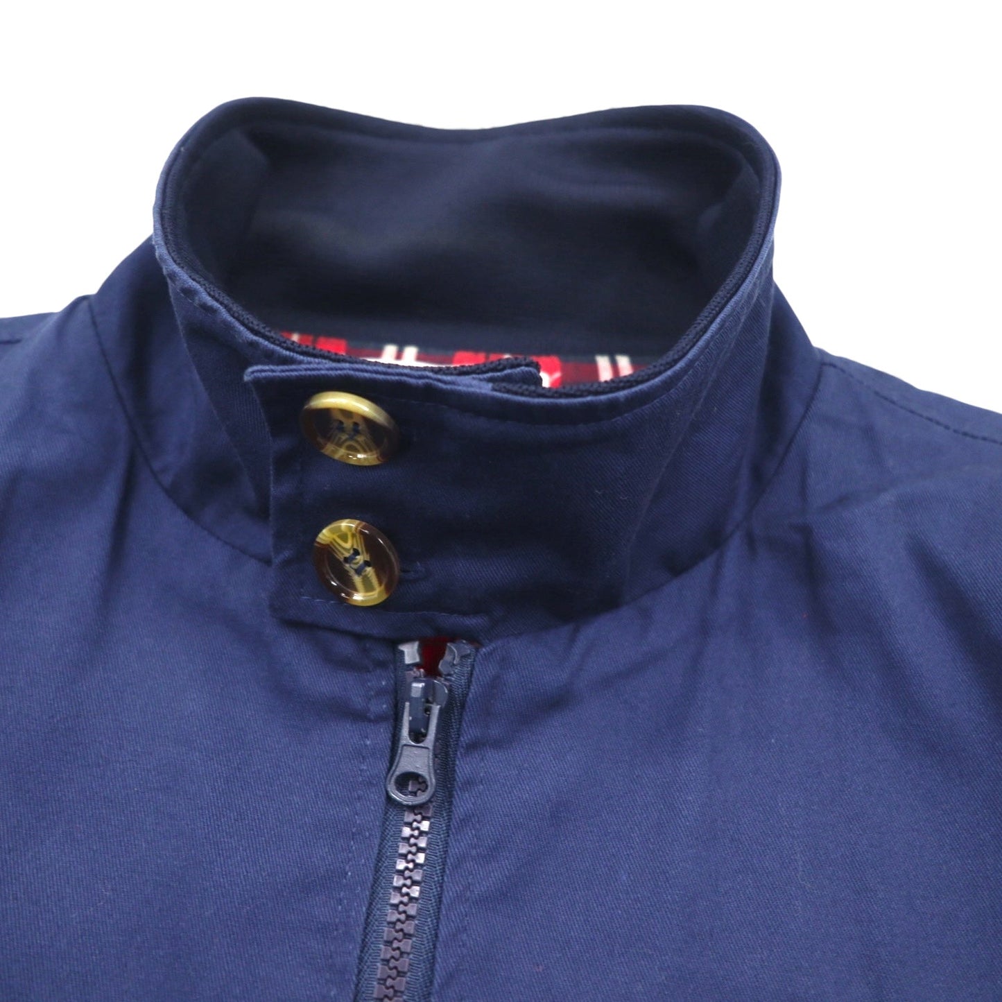 L'HOMME MODERNE Swing Top Harrington Jacket, Size L, Navy, Checked Cotton Lining
