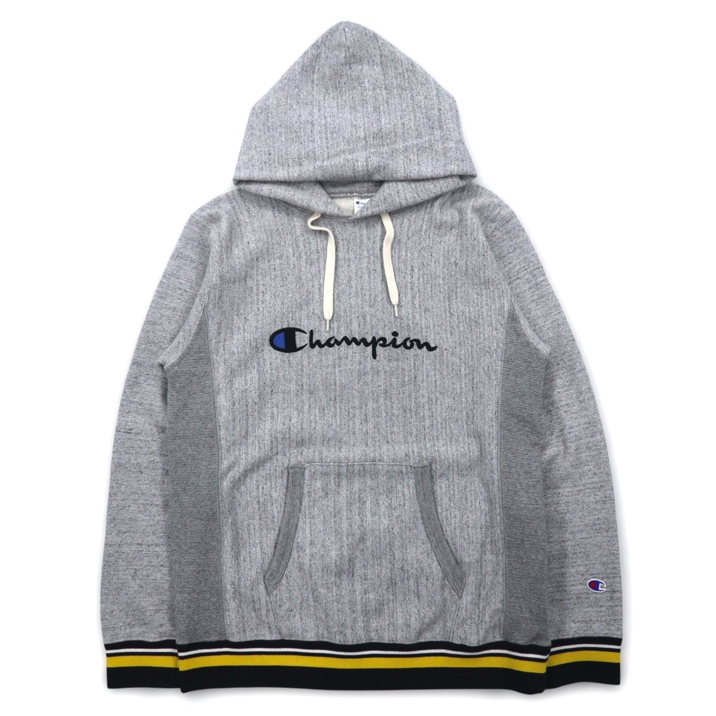 Champion Reverse Weave Rib Line Pullover Hoodie, Size M, Gray, with Embroidered Script Logo, C8-S103
