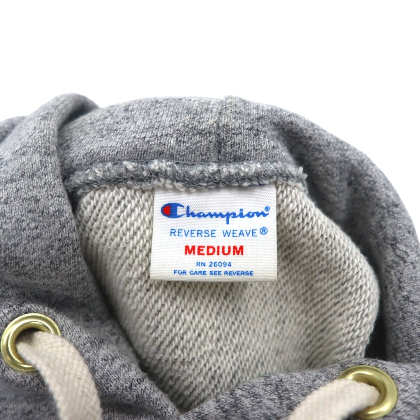 Champion Reverse Weave Rib Line Pullover Hoodie, Size M, Gray, with Embroidered Script Logo, C8-S103