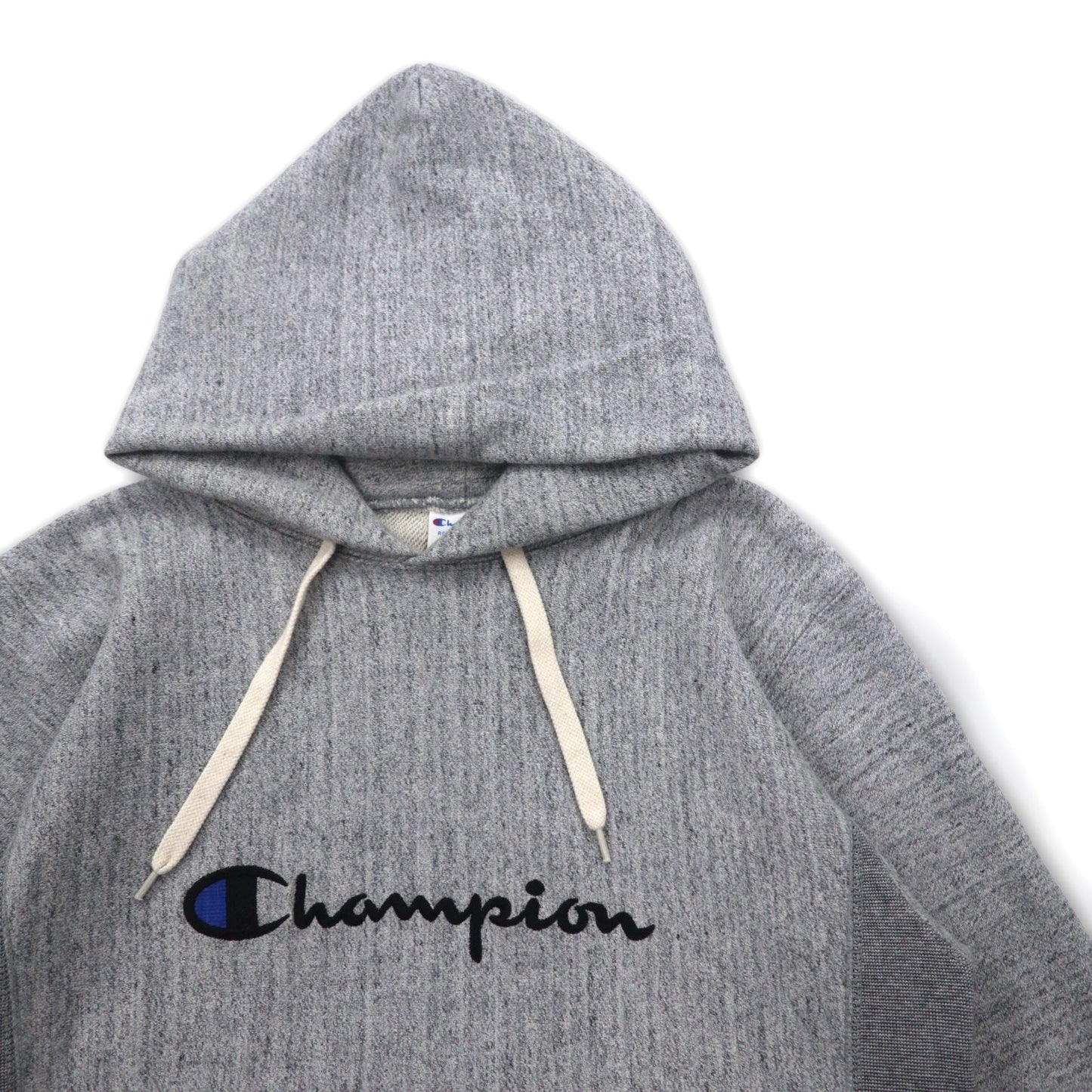 Champion Reverse Weave Rib Line Pullover Hoodie, Size M, Gray, with Embroidered Script Logo, C8-S103