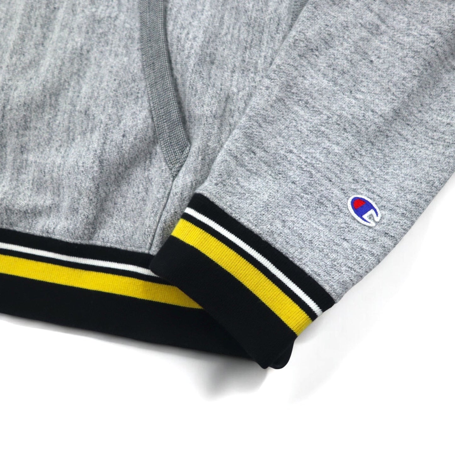 Champion Reverse Weave Rib Line Pullover Hoodie, Size M, Gray, with Embroidered Script Logo, C8-S103