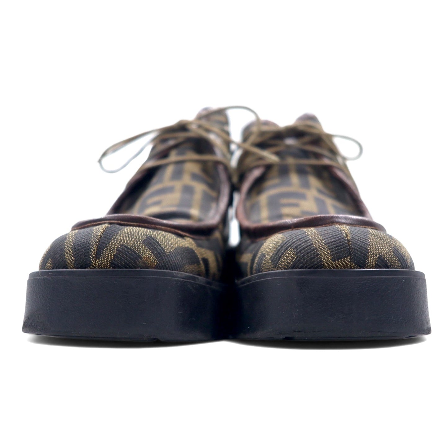 FENDI Made in Italy Zucca Print Short Boots, Size 23cm, Brown and Black, Scarpe Canvas