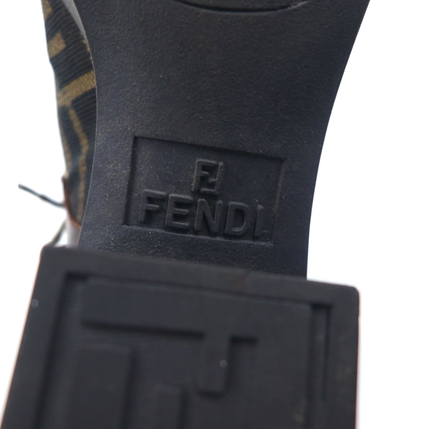 FENDI Made in Italy Zucca Print Short Boots, Size 23cm, Brown and Black, Scarpe Canvas