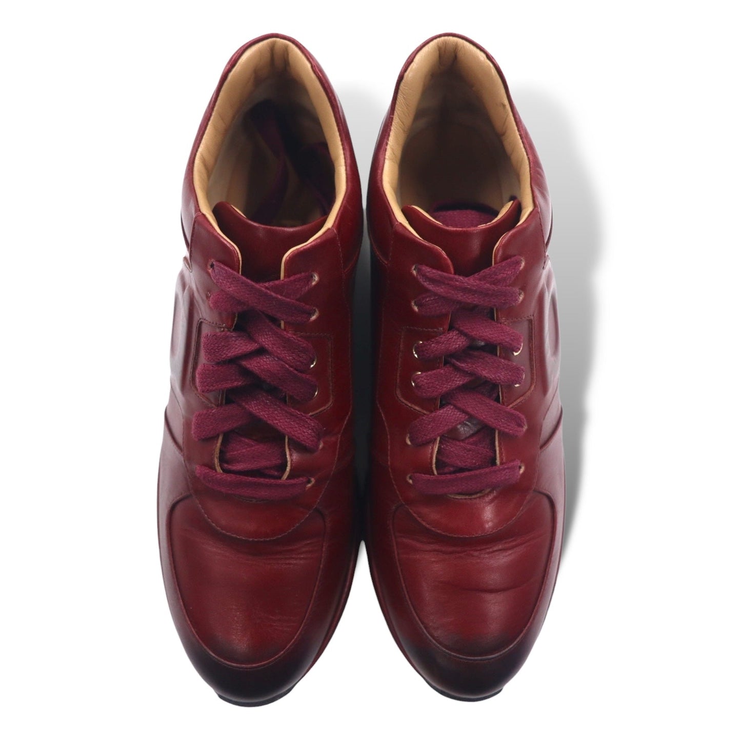 Salvatore Ferragamo Italian-made Gancini calf leather sneakers, size 24.5cm, Bordeaux, MORGAN NZ H 01800