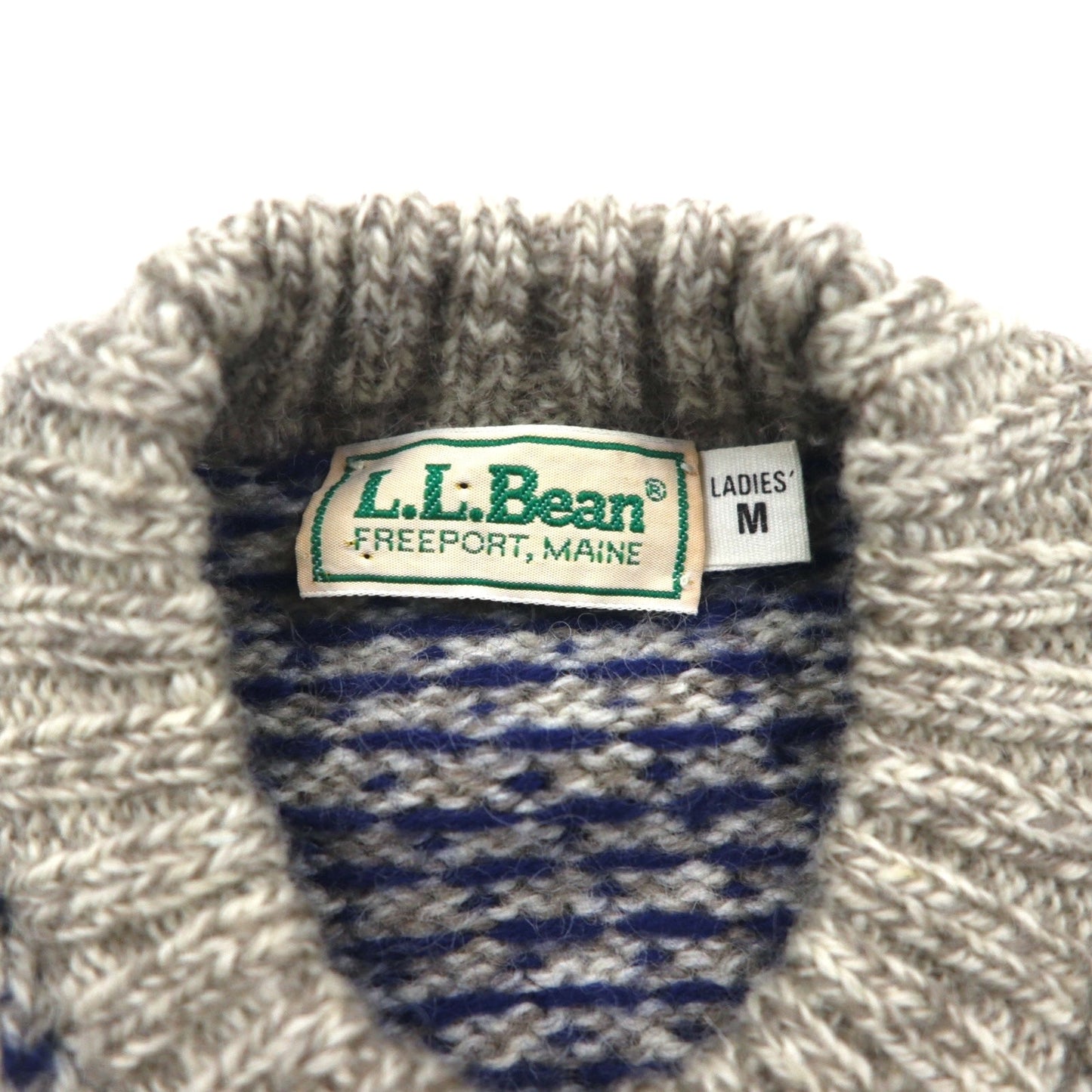 L.L.Bean 90年代 バーズアイ チロリアン ニット カーディガン M ウール コンチョボタン