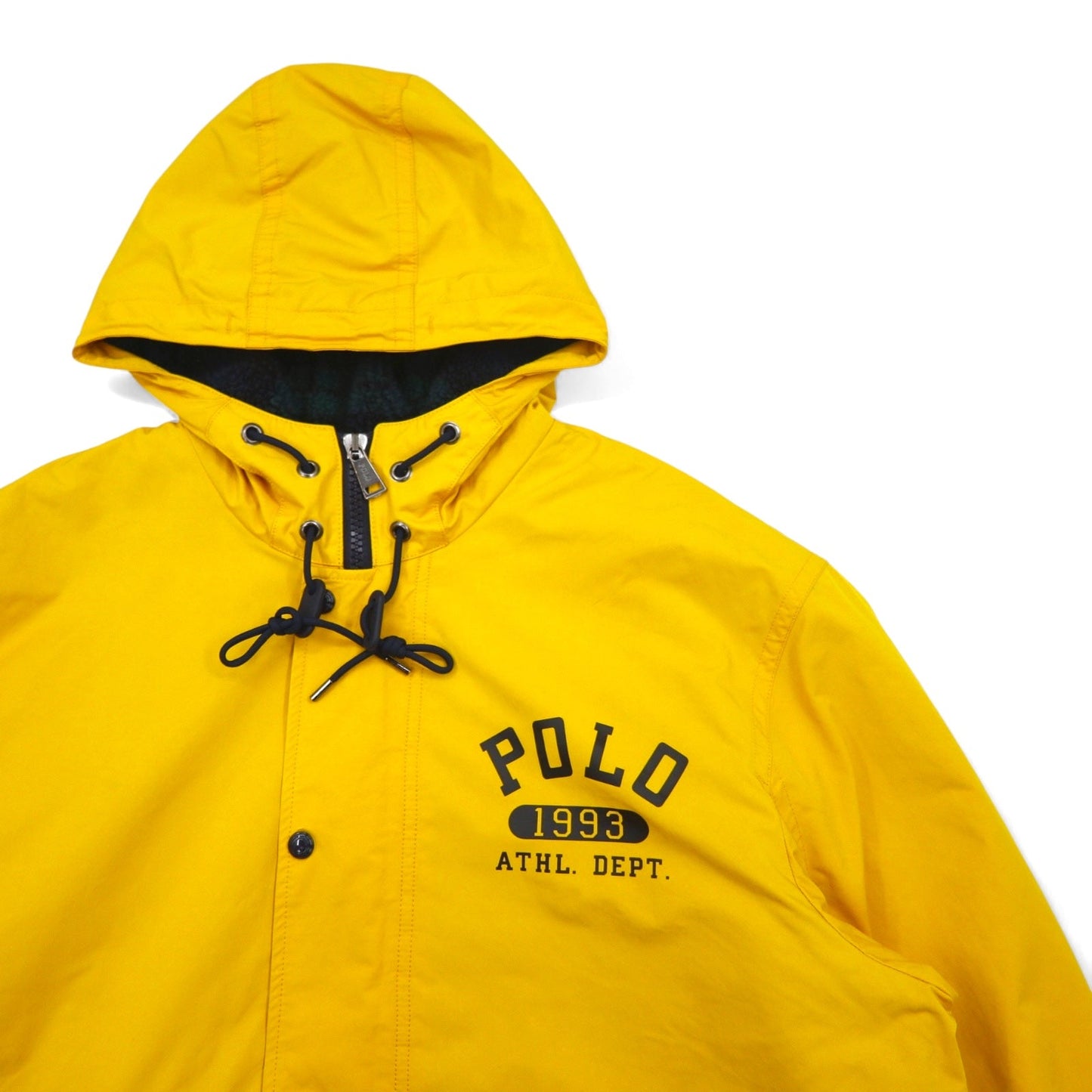POLO RALPH LAUREN Mod Bench Coat, XL, Yellow, Polyester, Boa Liner, Padded, Drawcord, College Style, Logo Print, Back Logo