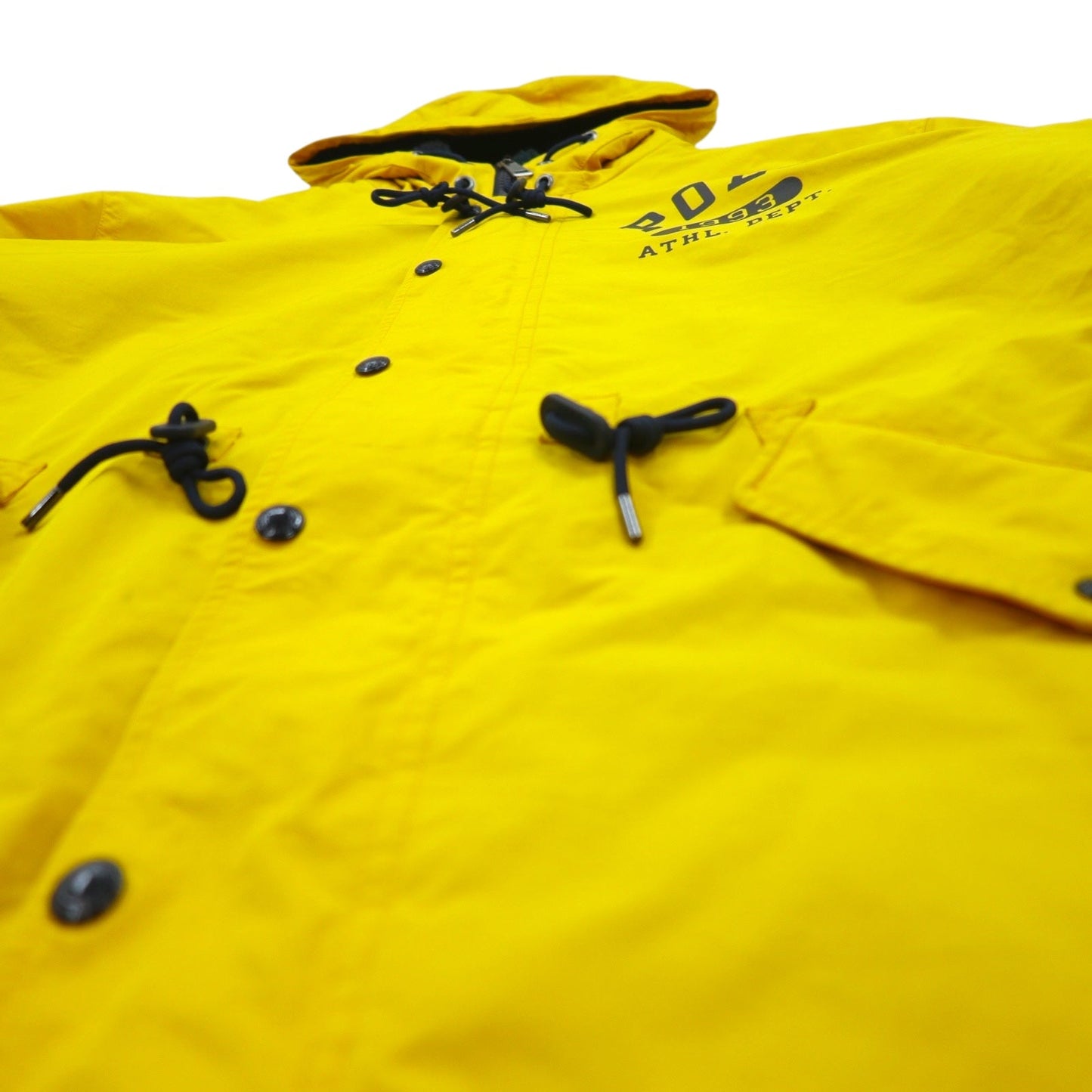 POLO RALPH LAUREN Mod Bench Coat, XL, Yellow, Polyester, Boa Liner, Padded, Drawcord, College Style, Logo Print, Back Logo