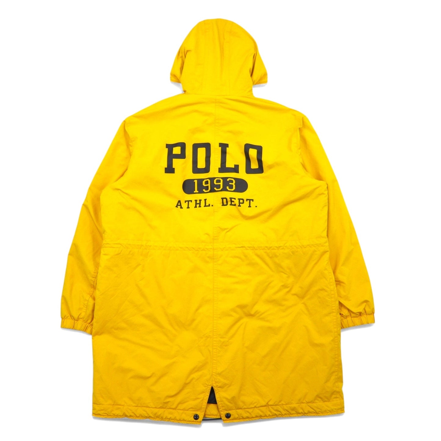POLO RALPH LAUREN Mod Bench Coat, XL, Yellow, Polyester, Boa Liner, Padded, Drawcord, College Style, Logo Print, Back Logo