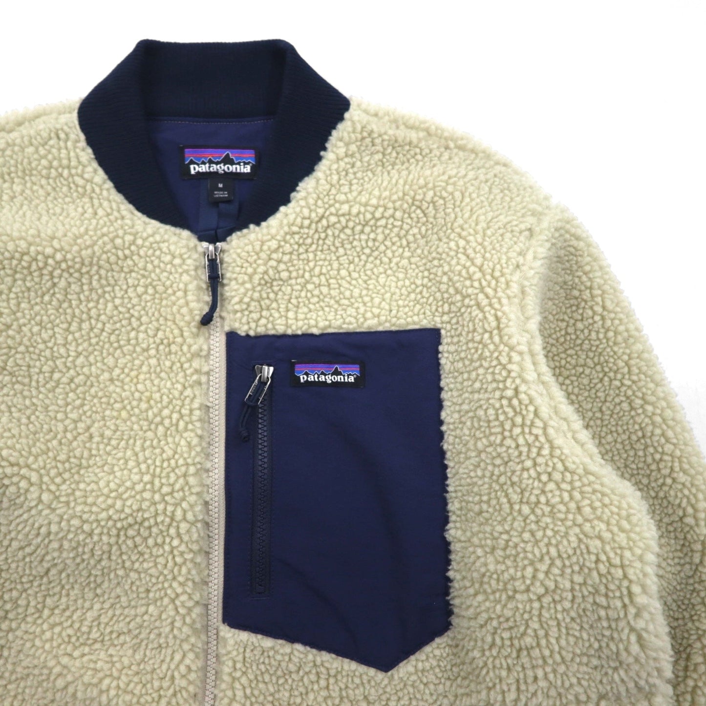 Patagonia レトロX 廃番 ボマージャケット Retro X Bomber Jkt ボア フリースジャケット M ナチュラル × ネイビー 22830
