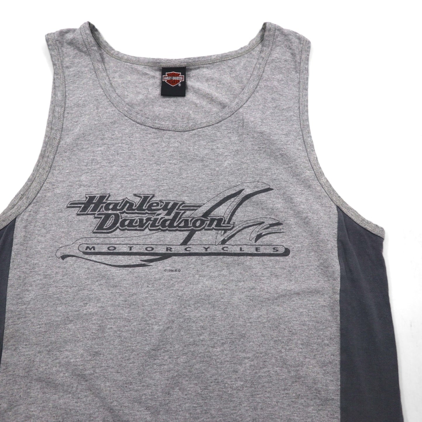 HARLEY DAVIDSON 90s Made in USA Tank Top, Size L, Gray Cotton, Honolulu, Hawaii, Double-Sided Print