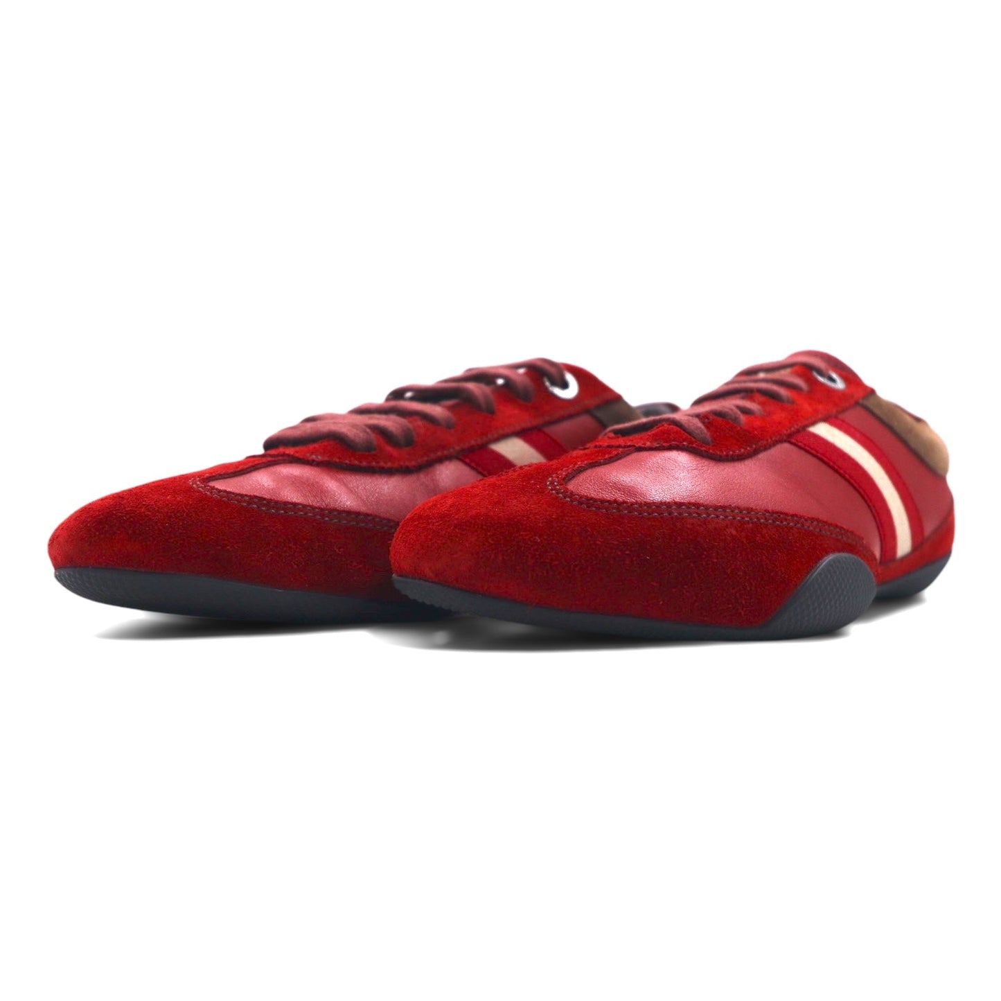 BALLY Swiss-made Trainspotting Suede and Leather Sneakers, Size 24cm, Red Calfskin Leather, ASTRA / 221