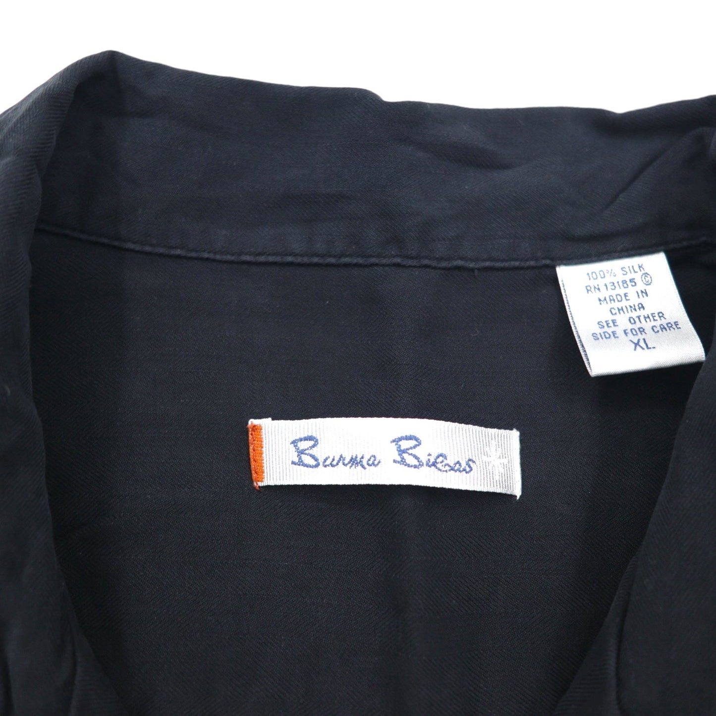 Burma Bibas Open-Collar Short Sleeve Silk Shirt, XL, Black, Boxy Fit