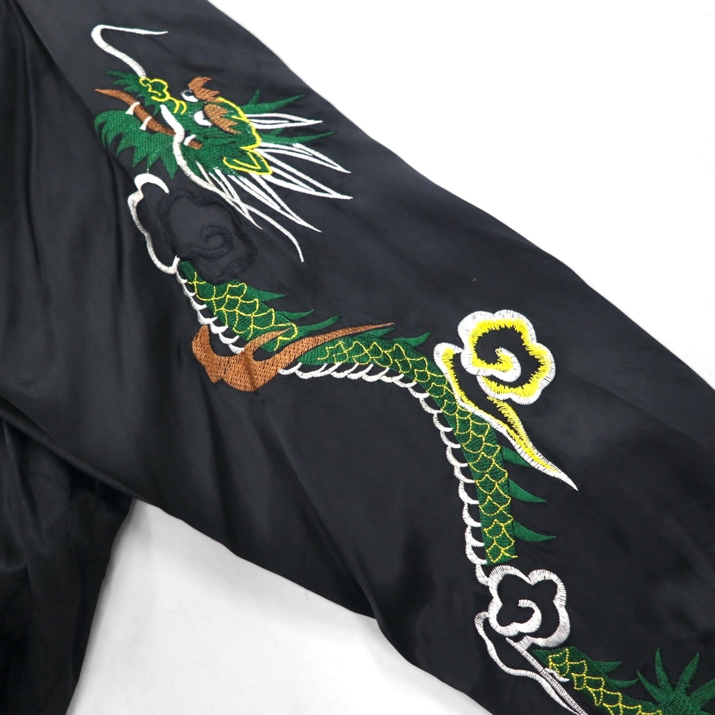 HOUSTON 90s Japanese-made Sukajan Jacket, Size L, Black Nylon, Embroidered with Tiger and Dragon Designs