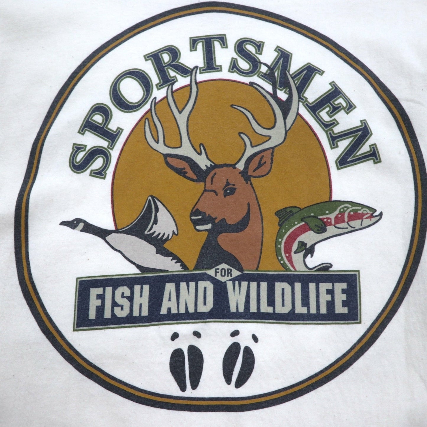 USA製 90年代 Green Brand ロングスリーブTシャツ ロンT XL 袖プリント  SPORTSMEN FISH AND WILDLIFE