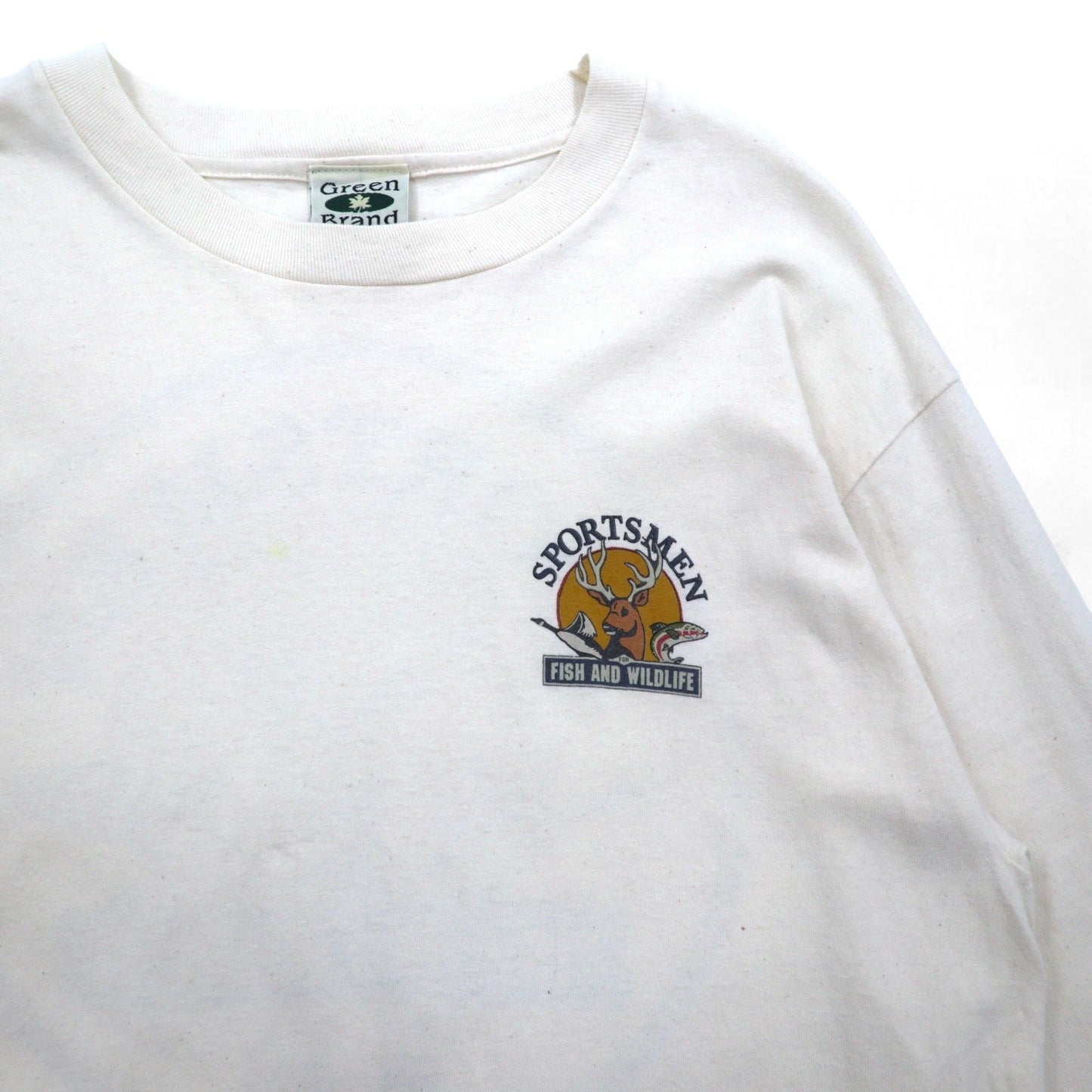 USA製 90年代 Green Brand ロングスリーブTシャツ ロンT XL 袖プリント  SPORTSMEN FISH AND WILDLIFE