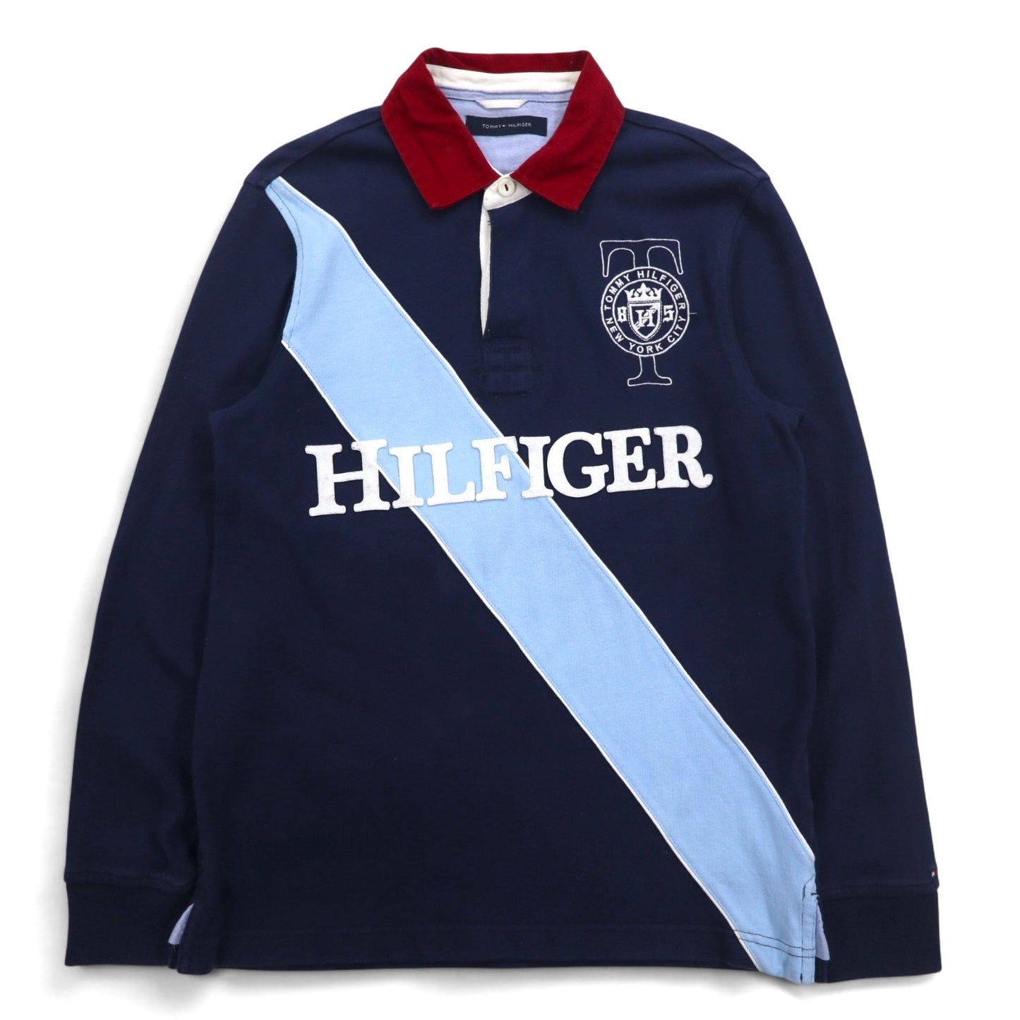 TOMMY HILFIGER Oversized Rugby Shirt, Size M, Navy, Cotton, Embroidered Emblem Logo