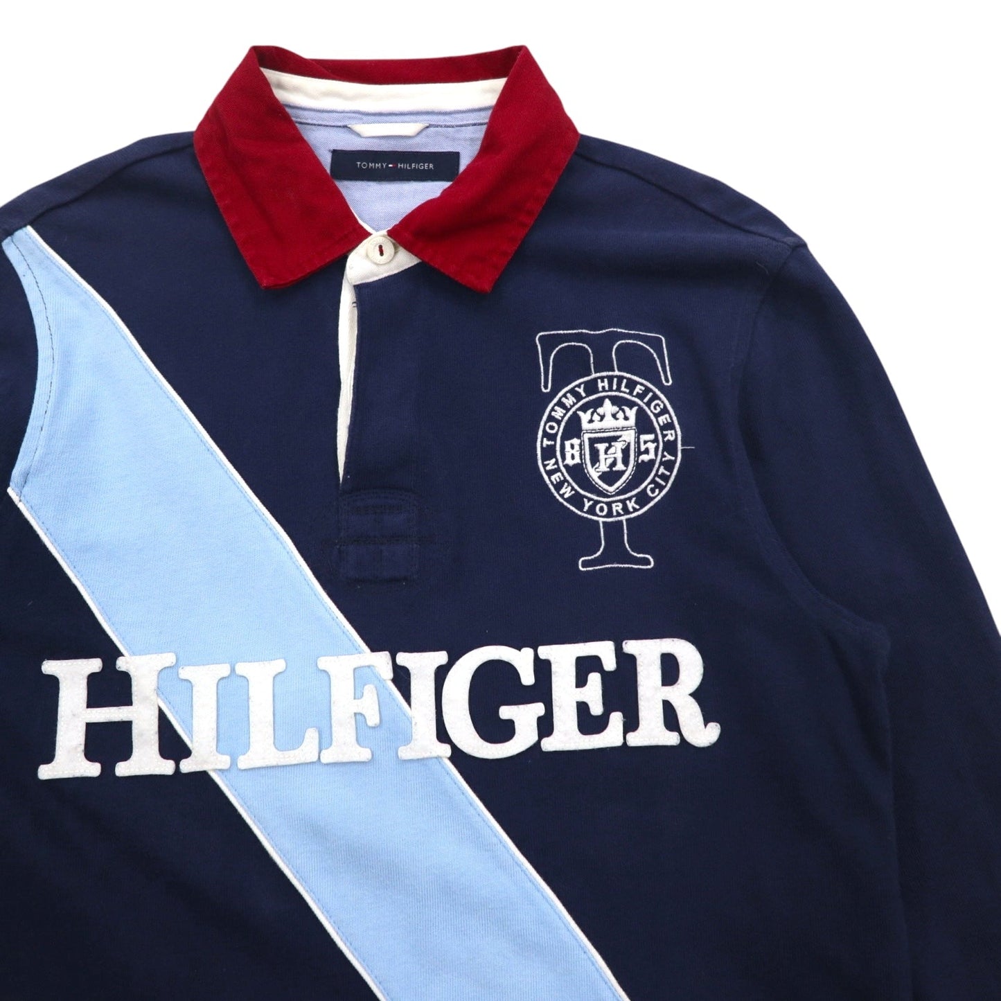 TOMMY HILFIGER Oversized Rugby Shirt, Size M, Navy, Cotton, Embroidered Emblem Logo