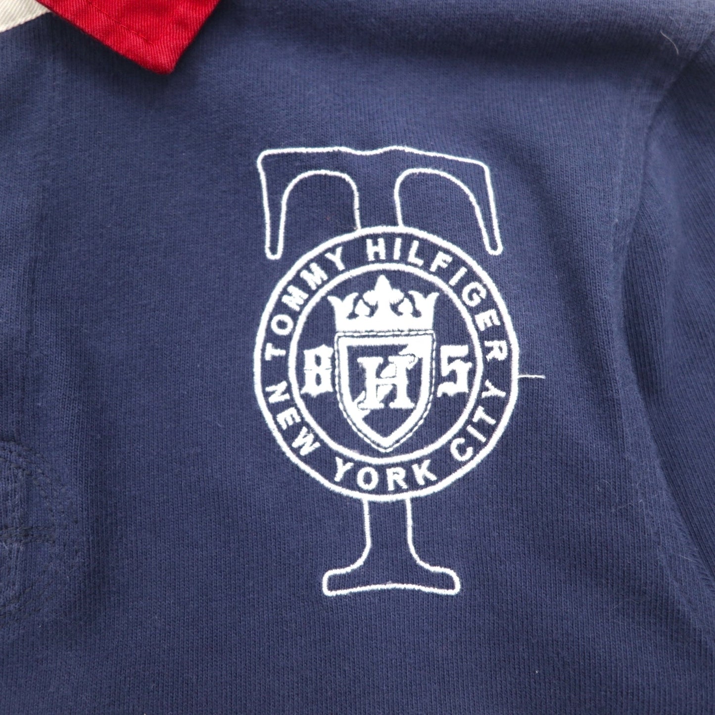TOMMY HILFIGER Oversized Rugby Shirt, Size M, Navy, Cotton, Embroidered Emblem Logo