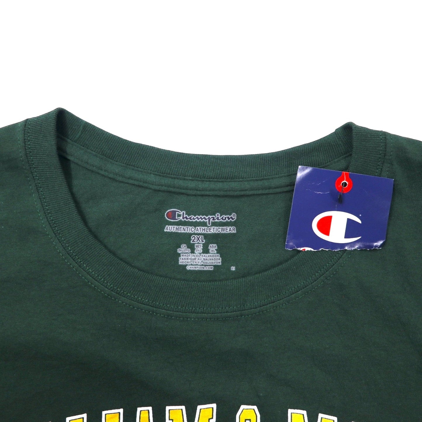 Champion College Print T-Shirt, Size 2XL, Green Cotton, William & Mary, Oversized, Made in El Salvador, Unused
