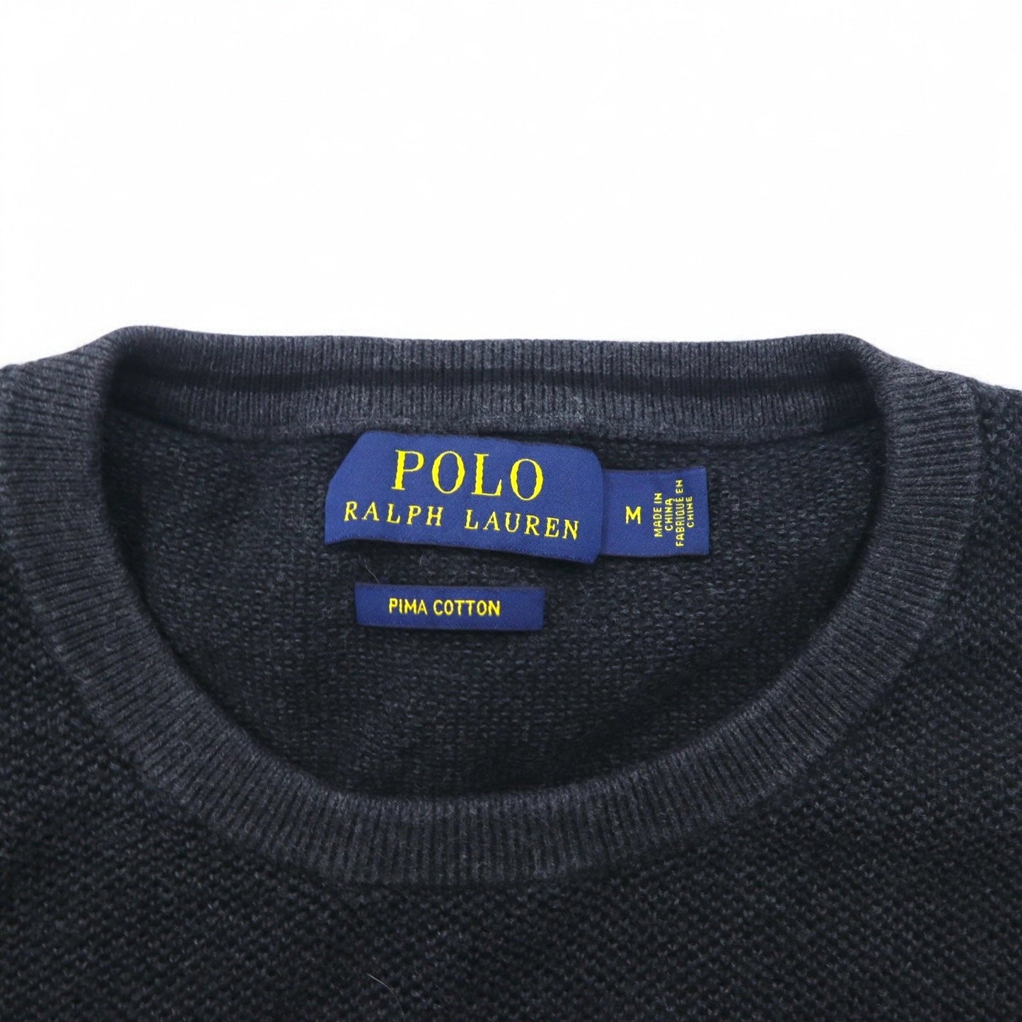 POLO RALPH LAUREN クルーネック ピマコットン ニット セーター M グレー スモールポニー刺繍