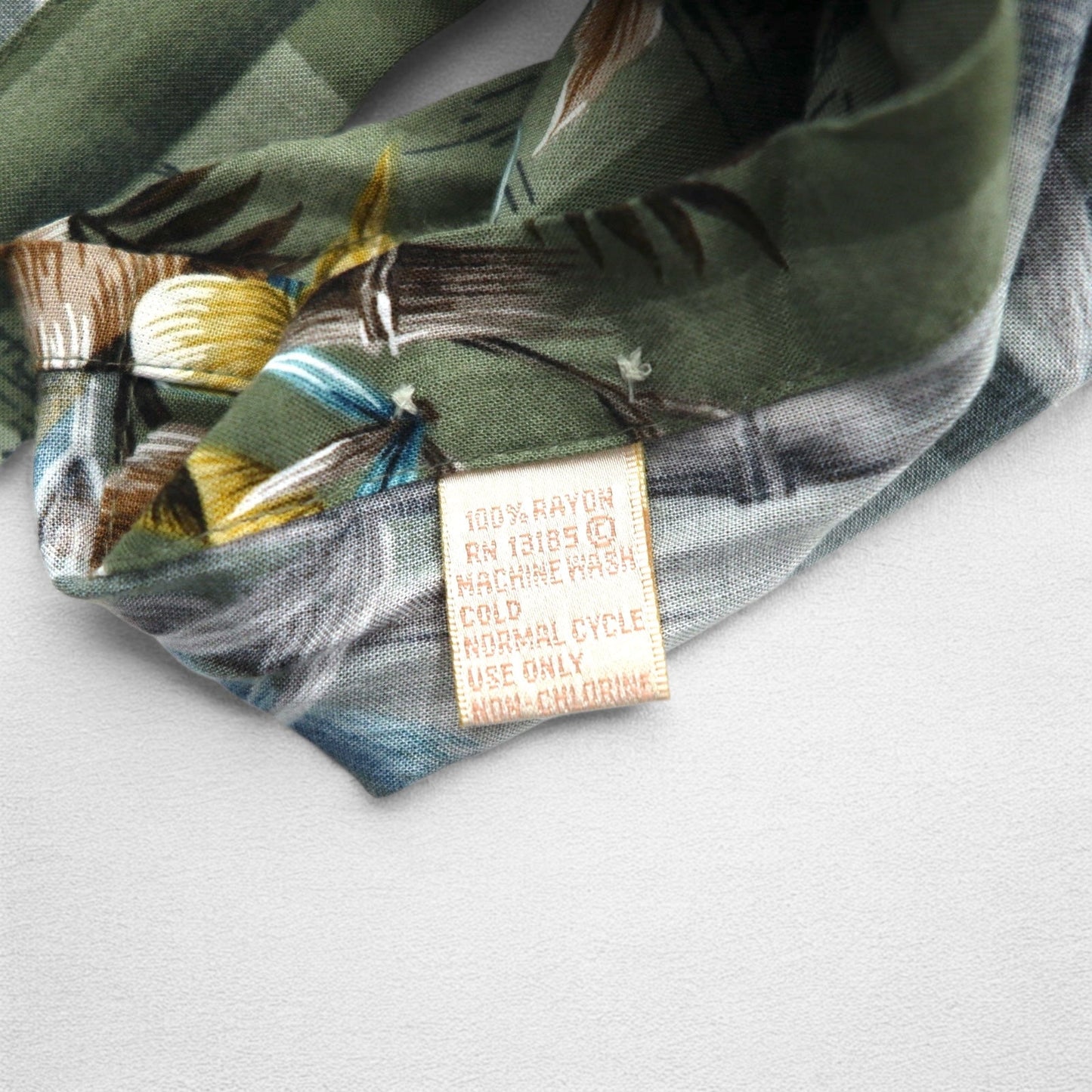 CAMPIA MODA Aloha Shirt, XL, Khaki, Rayon, All-Over Botanical Print, Chest Pocket