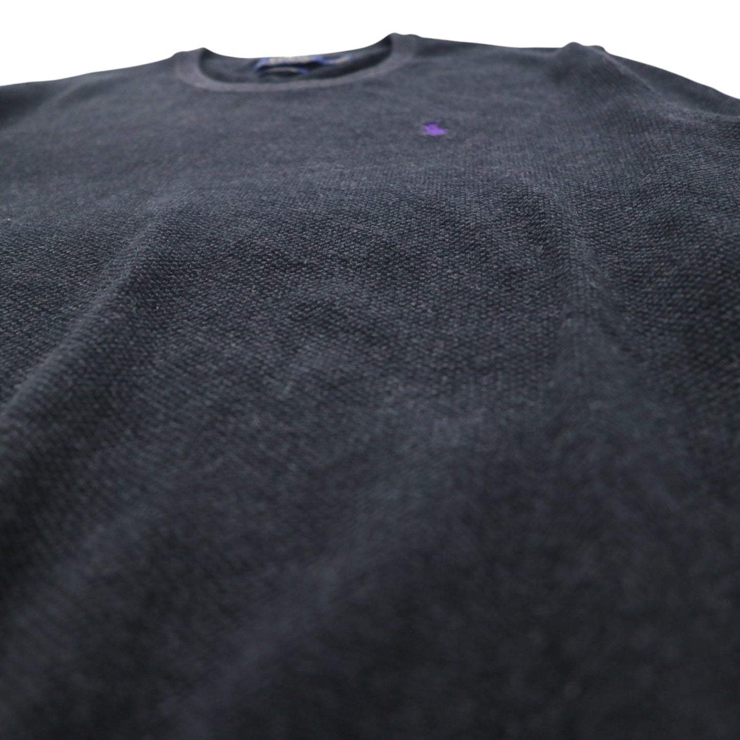 POLO RALPH LAUREN クルーネック ピマコットン ニット セーター M グレー スモールポニー刺繍