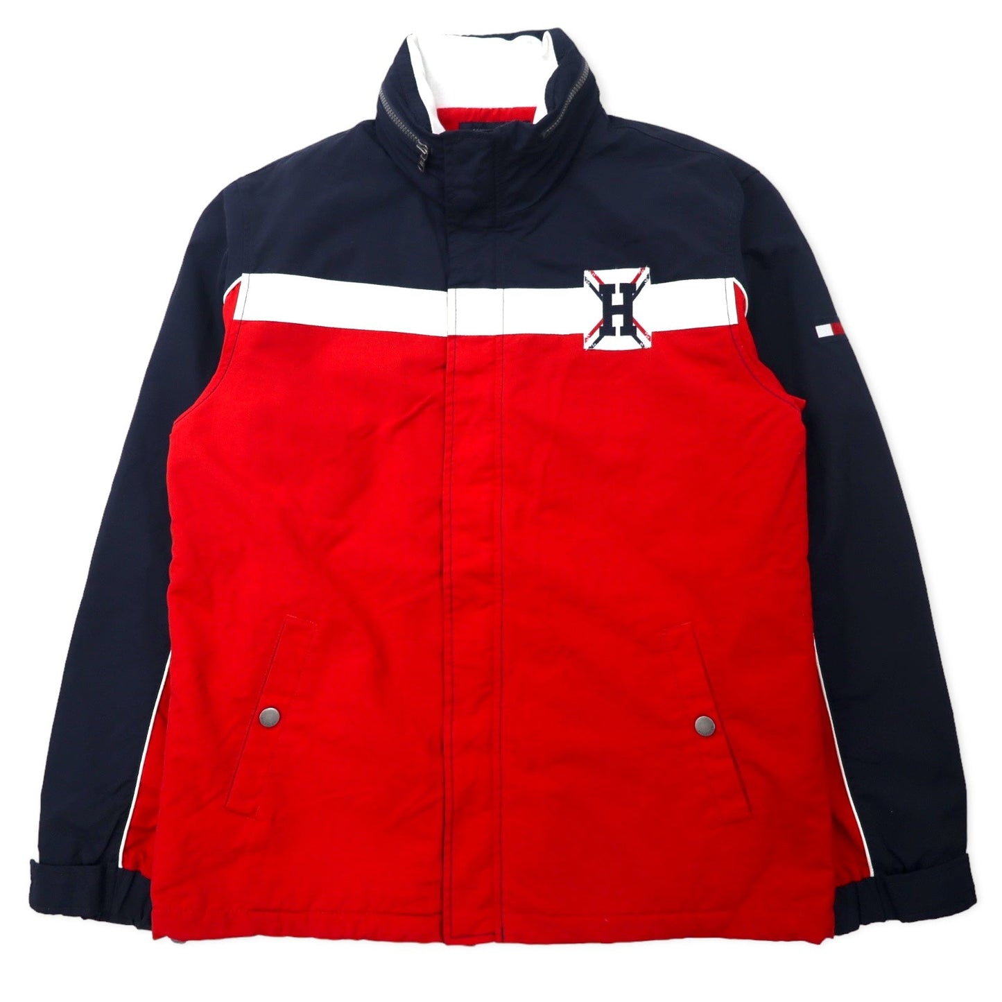 TOMMY HILFIGER セーリングジャケット L ネイビー レッド ナイロン フリースライナー フード収納式