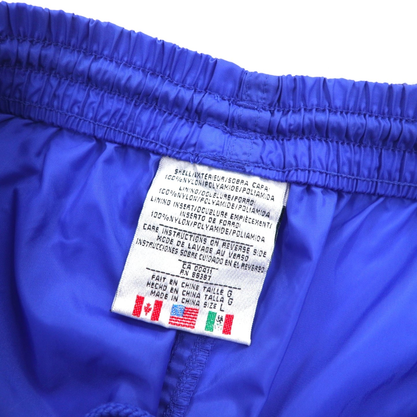 adidas 90s International Flag Tag Nylon Track Pants Jersey Size L Blue 3-Stripes