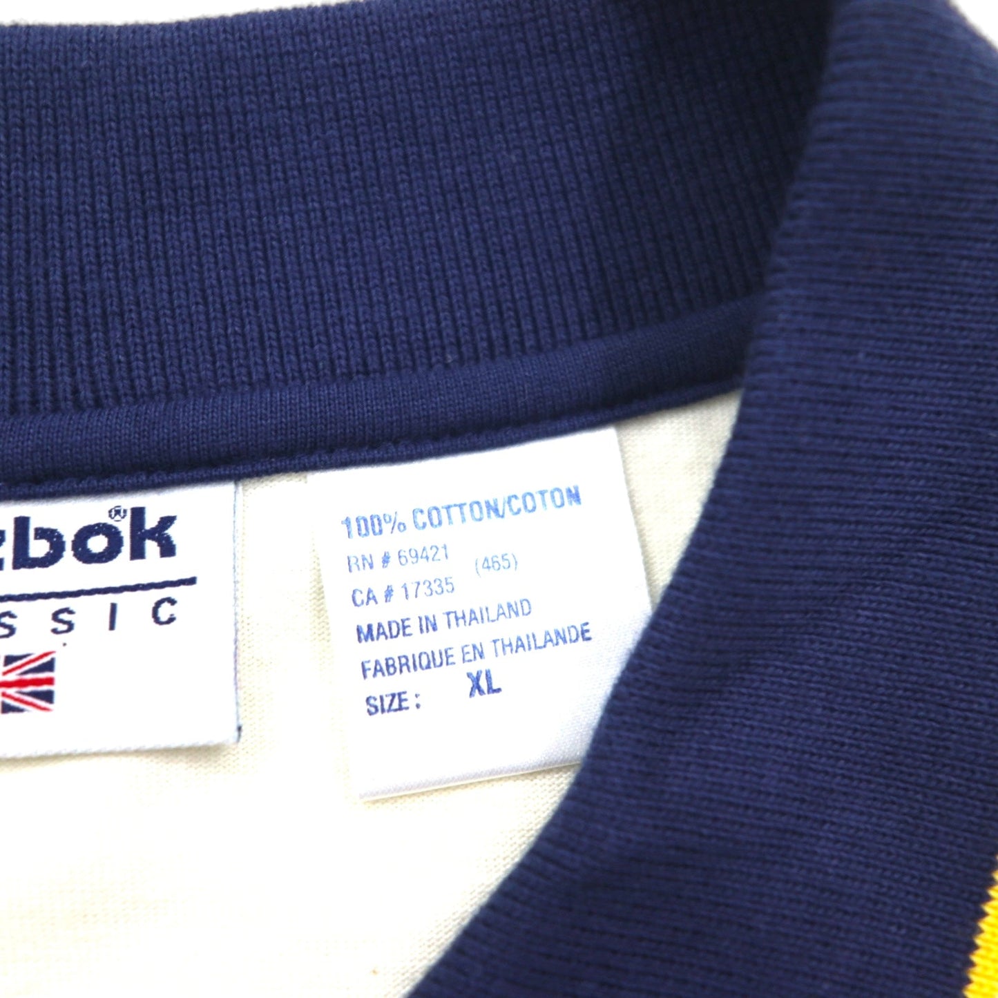 Reebok CLASSIC ラインデザイン ポロシャツ XL クリーム ネイビー コットン 未使用品