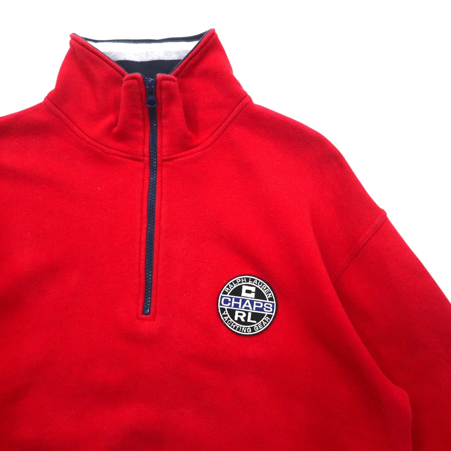 CHAPS RALPH LAUREN 90年代 ハーフジップ スウェット L レッド コットン ドローコード