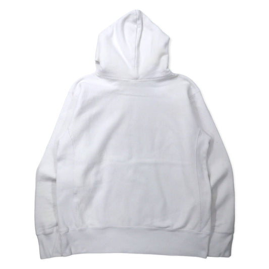 Champion リバースウィーブ パーカー XXL ホワイト コットン 裏起毛 HORNELL 染み込みプリント 青単タグ 復刻 REVERSE WEAVE Pullover Hooded SWEATSHIRT C3-W111