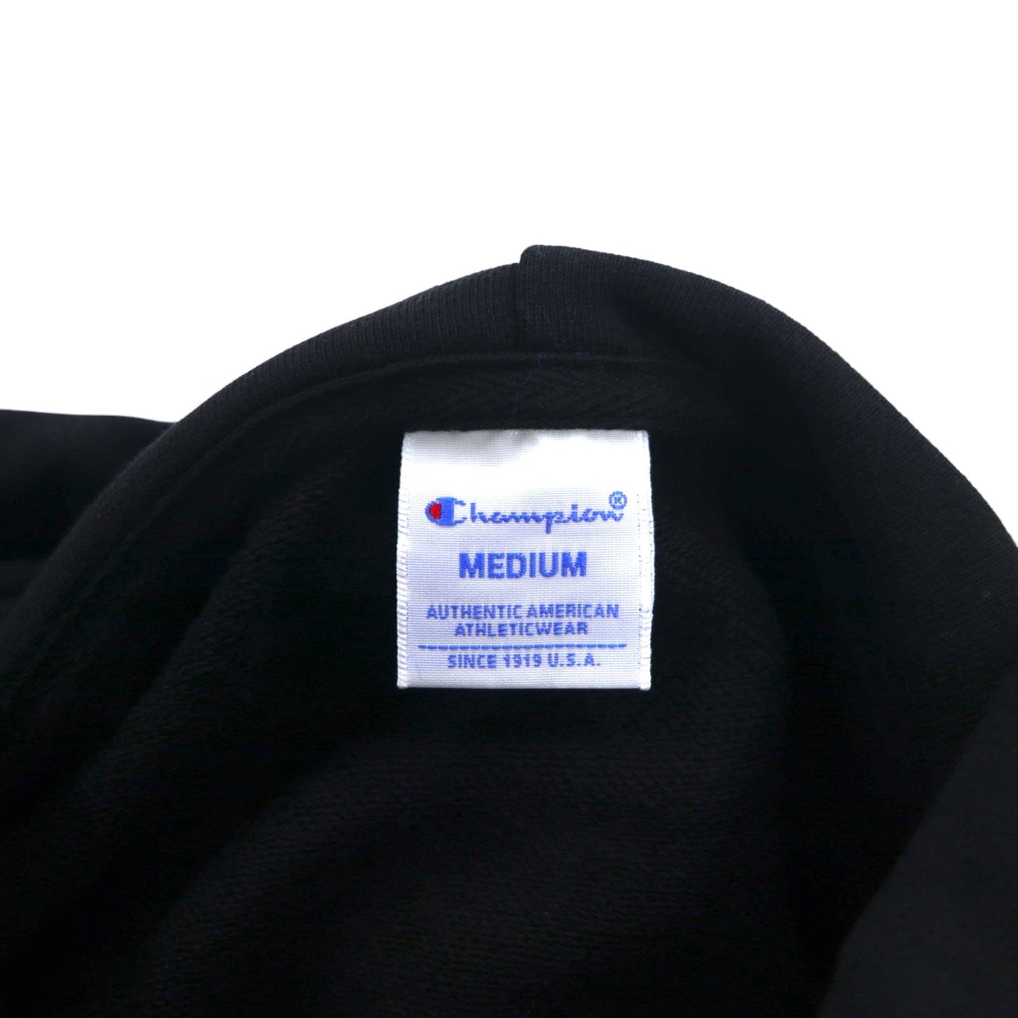 Champion Pullover Sweatshirt, Size M, Black Cotton, Big Logo, C3-R101