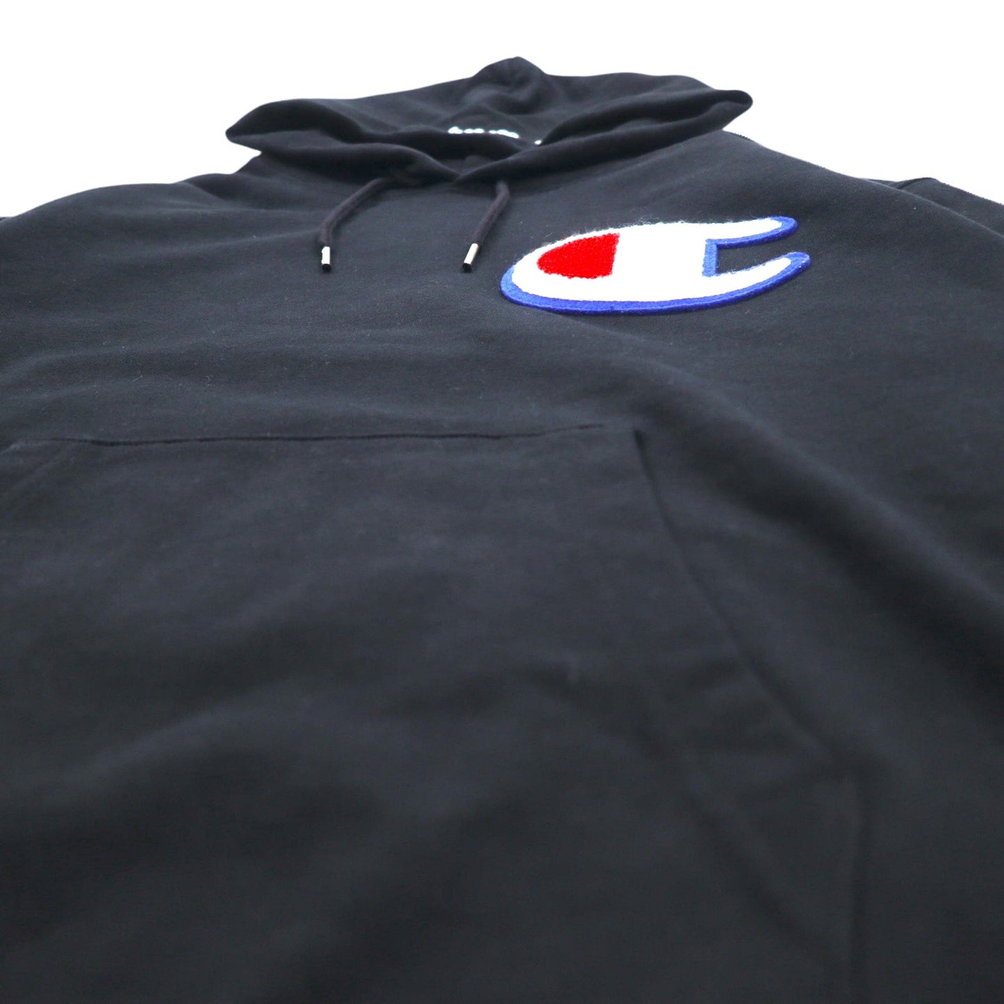 Champion Pullover Sweatshirt, Size M, Black Cotton, Big Logo, C3-R101