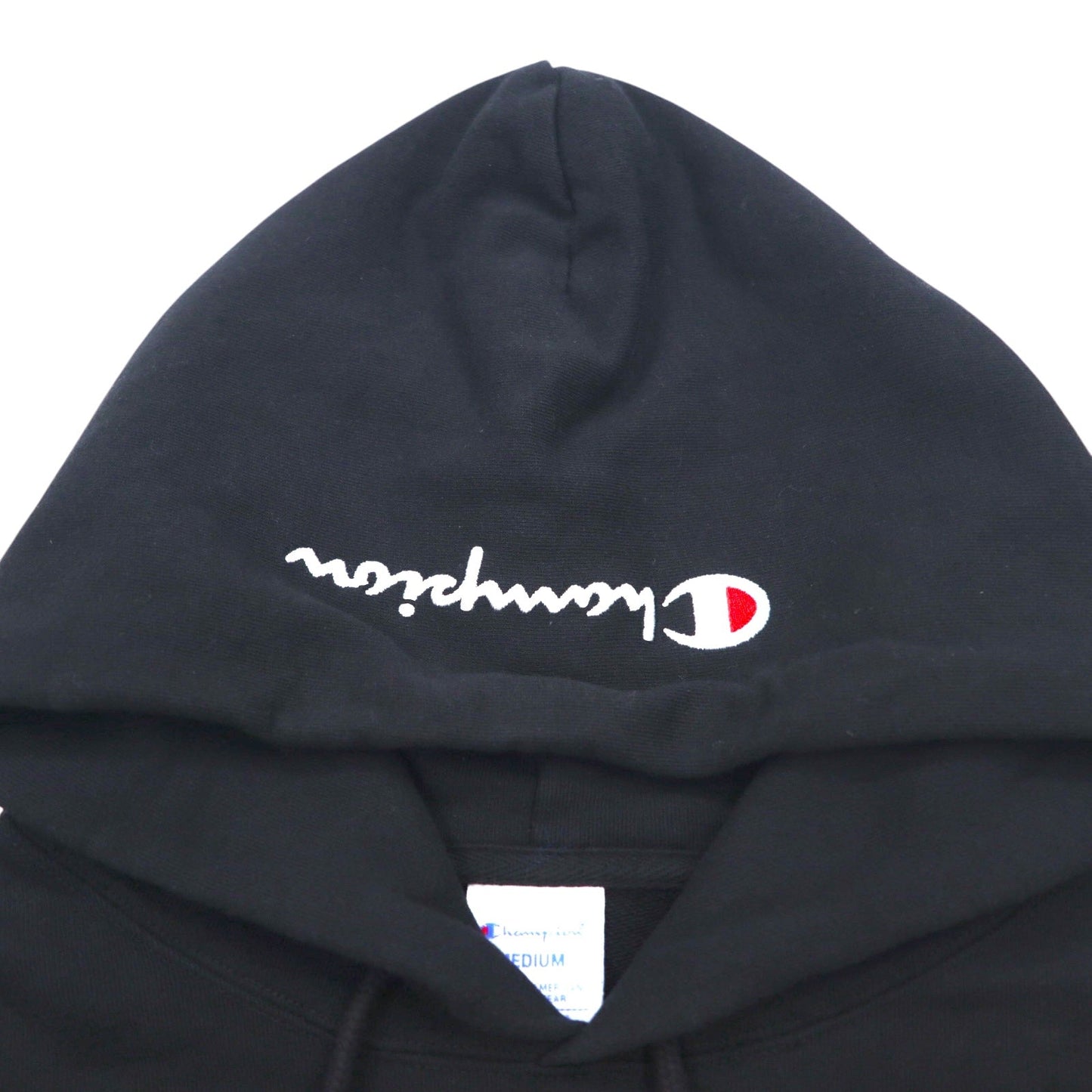Champion Pullover Sweatshirt, Size M, Black Cotton, Big Logo, C3-R101