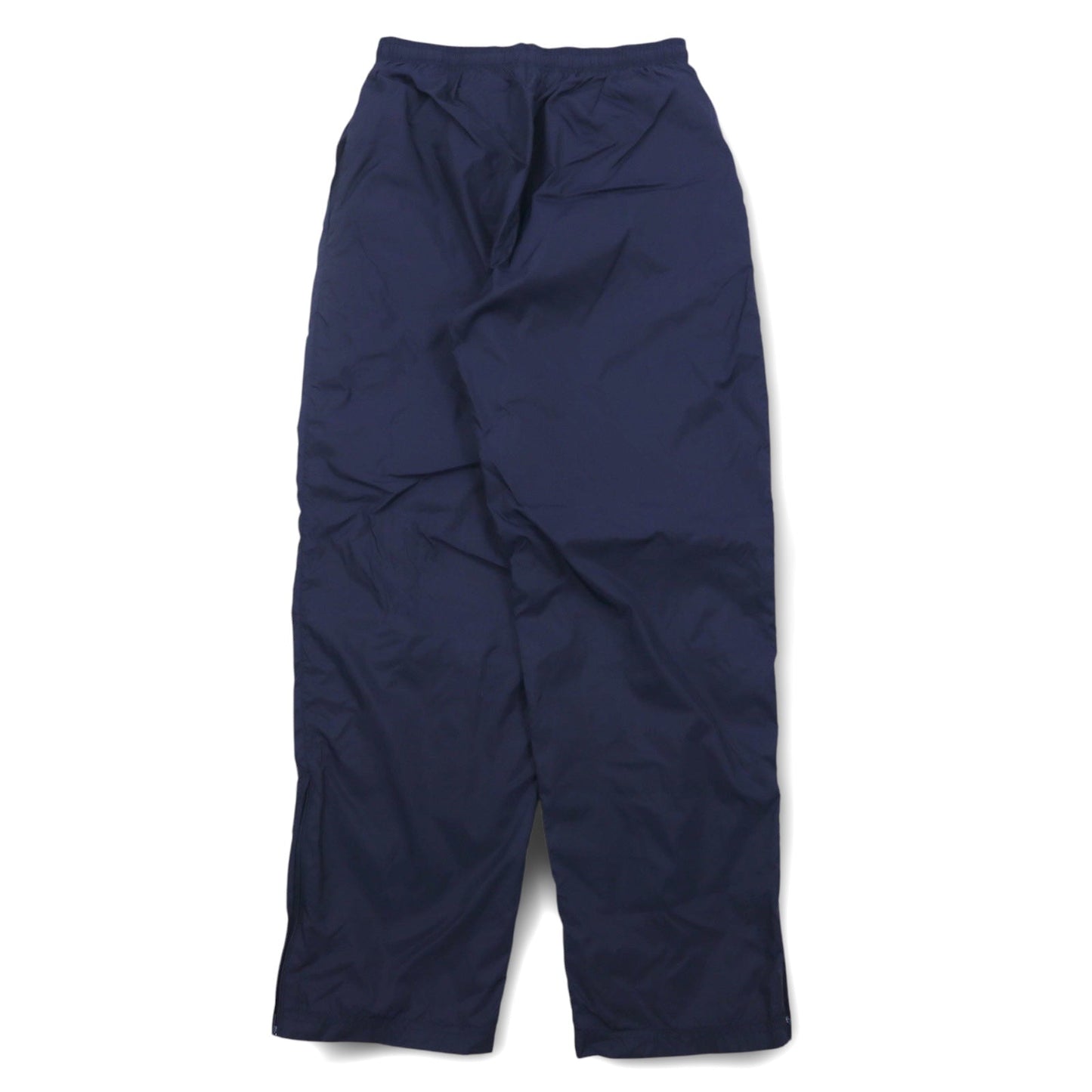 Reebok 90s Nylon Track Pants, Size L, Navy, Vector Logo Embroidery, Slits, Zippered Hems