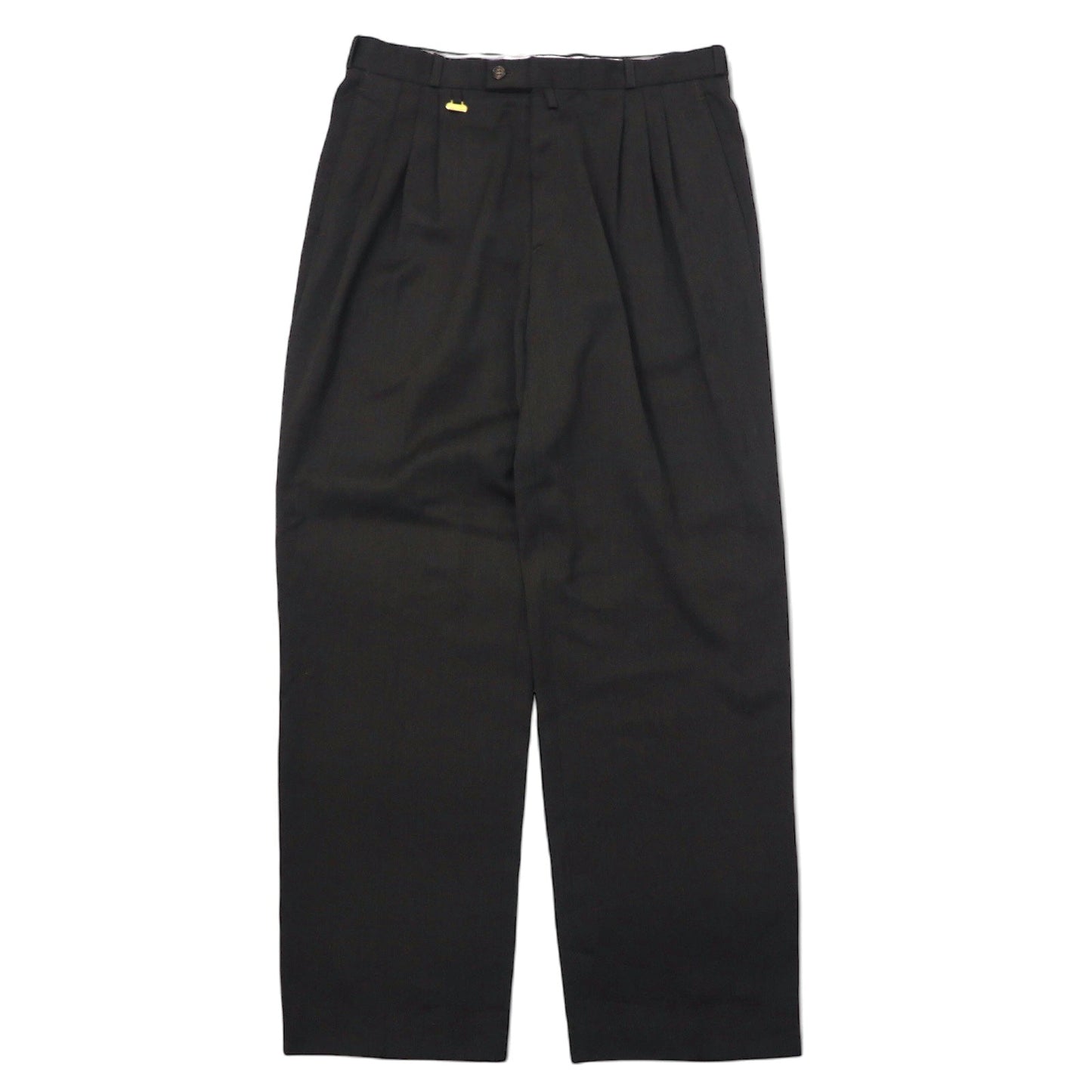 90s OLLY GAN 3-pleat wide-leg slacks, size 44, brown, polyester and wool.