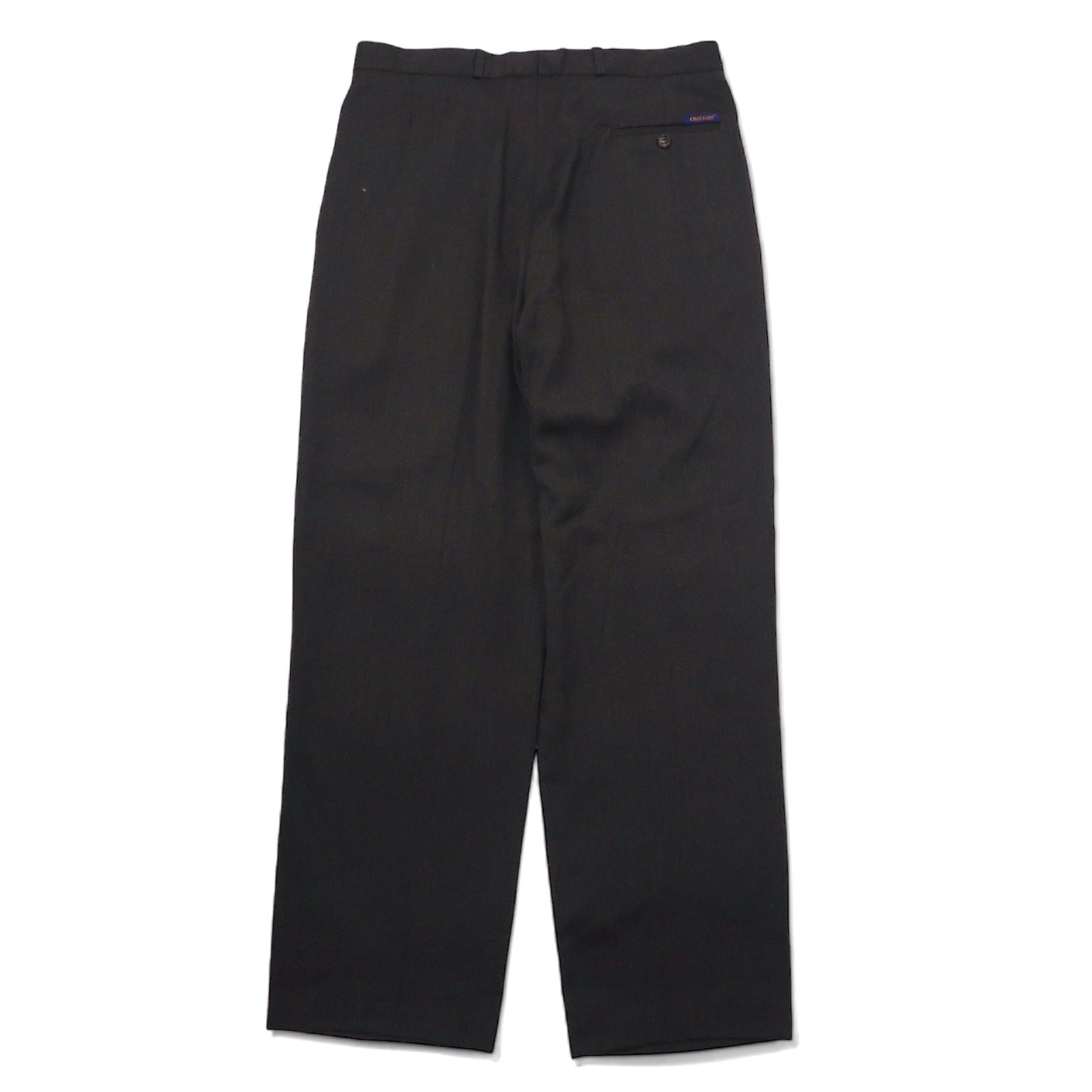90s OLLY GAN 3-pleat wide-leg slacks, size 44, brown, polyester and wool.