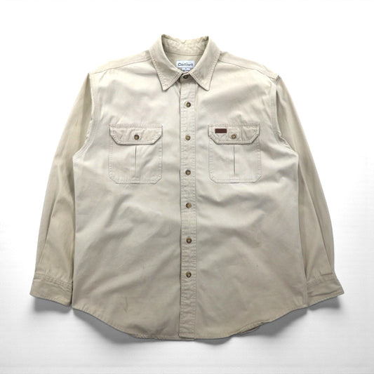 carhartt ワーク シャツ L ベージュ コットン キャンバス 胸ポケット S113STN