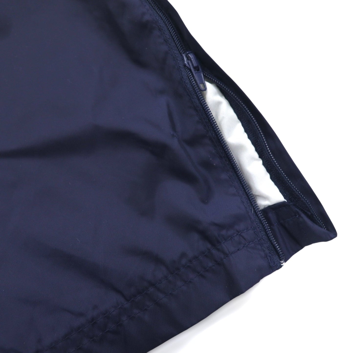 Reebok 90s Nylon Track Pants, Size L, Navy, Vector Logo Embroidery, Slits, Zippered Hems