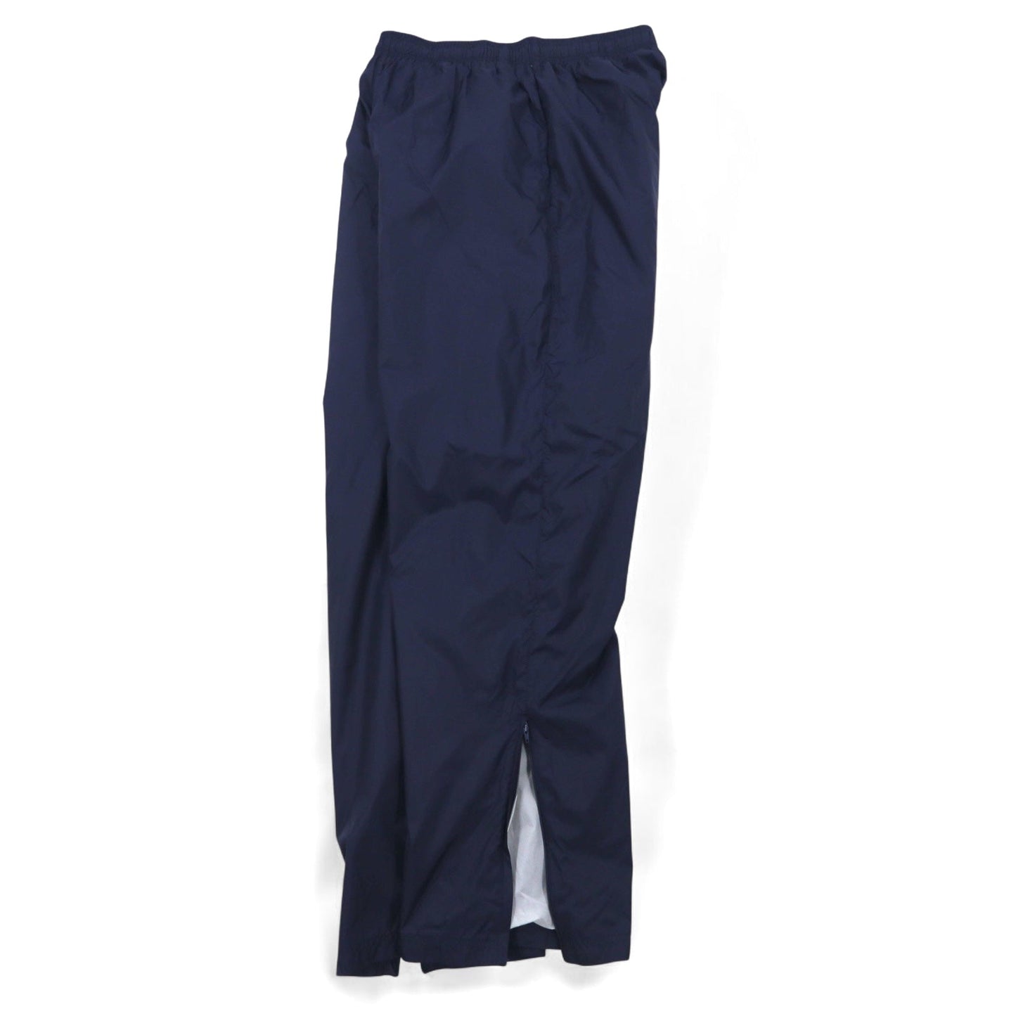 Reebok 90s Nylon Track Pants, Size L, Navy, Vector Logo Embroidery, Slits, Zippered Hems