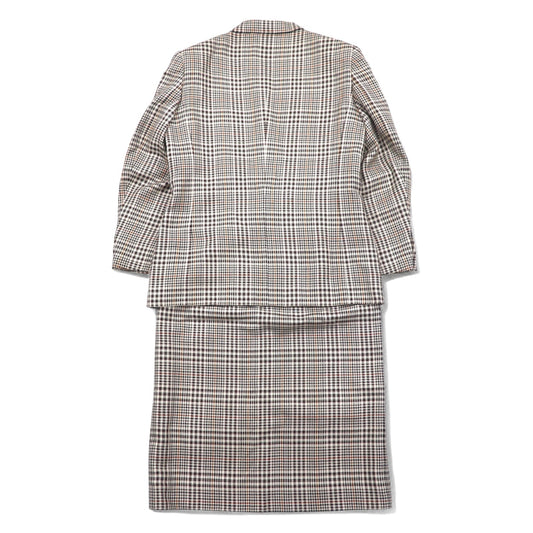 Burberrys シルク ダブル スーツ セットアップ M ベージュ チェック ウール WILLIAM BROWN
