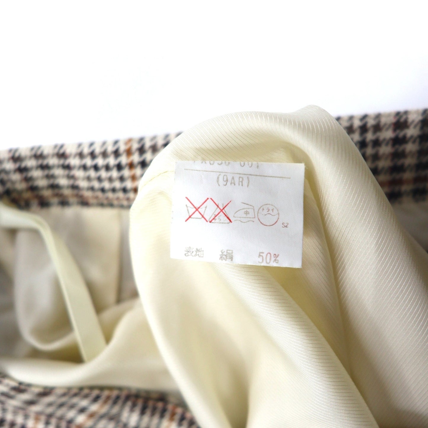 Burberry's Silk Double-Breasted Suit, Size M, Beige Check Wool, WILLIAM BROWN