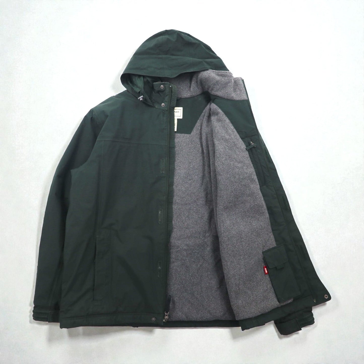 L.L.Bean 防水 マウンテンパーカー 中綿 フリースライナー XL グリーン Thinsulate フード収納 DCY5