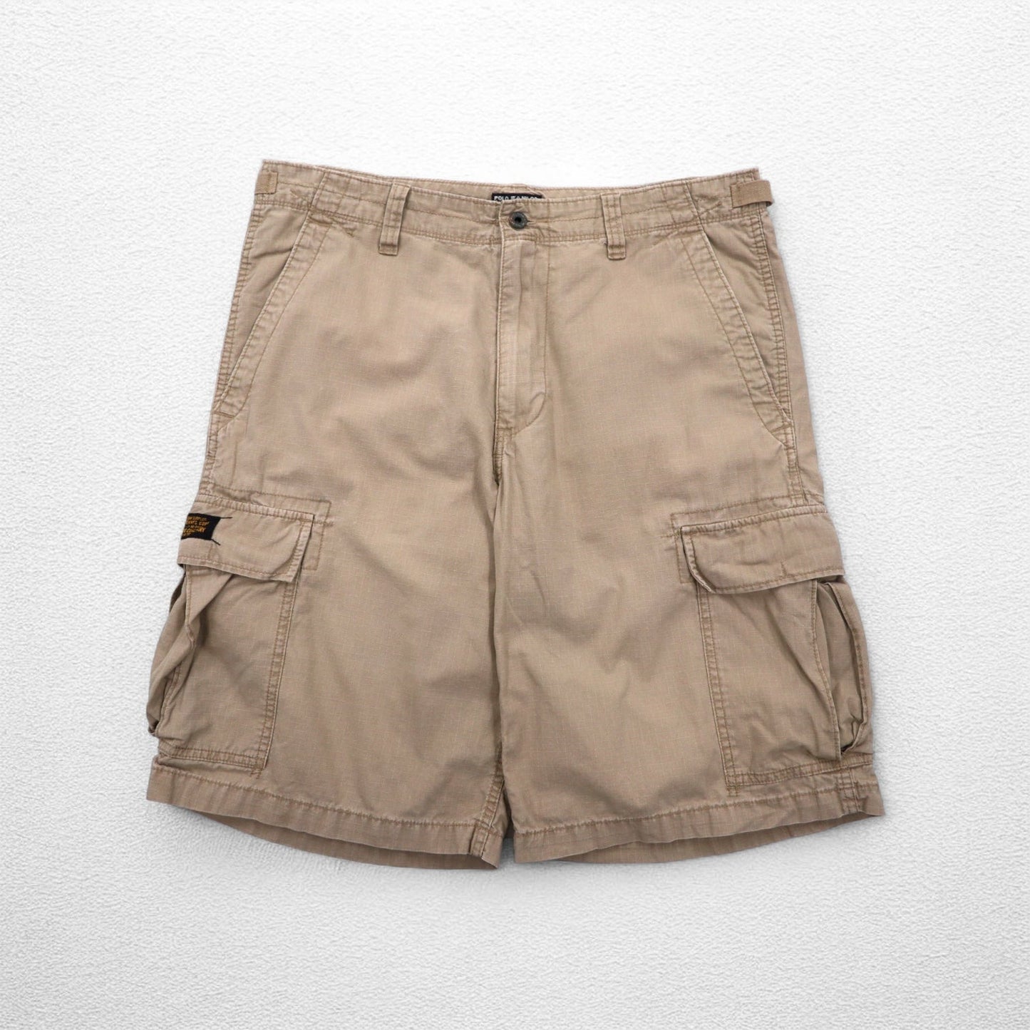 POLO JEANS CO. RALPH LAUREN 90s Ripstop Cargo Shorts, Size L, Khaki, Cotton