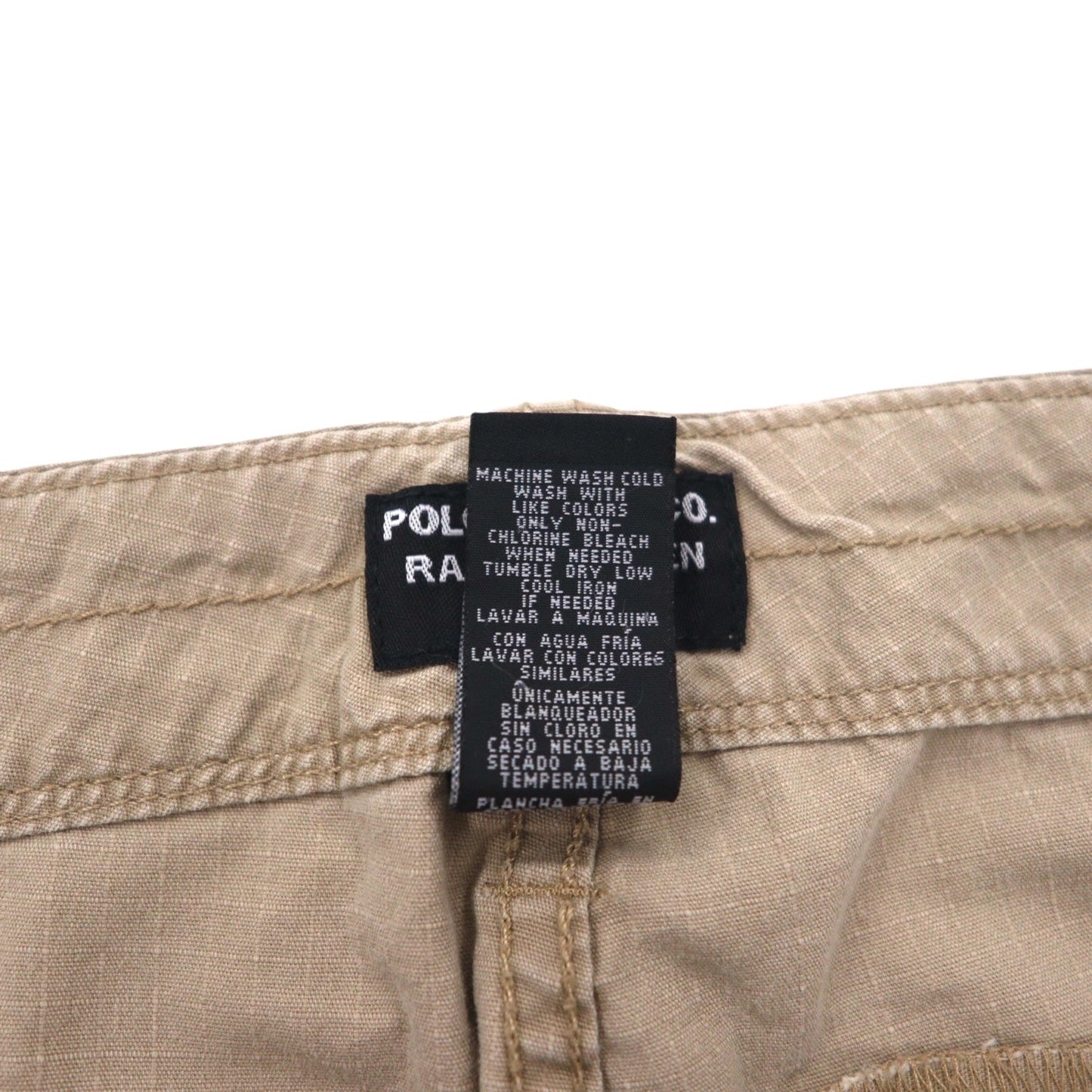 POLO JEANS CO. RALPH LAUREN 90s Ripstop Cargo Shorts, Size L, Khaki, Cotton